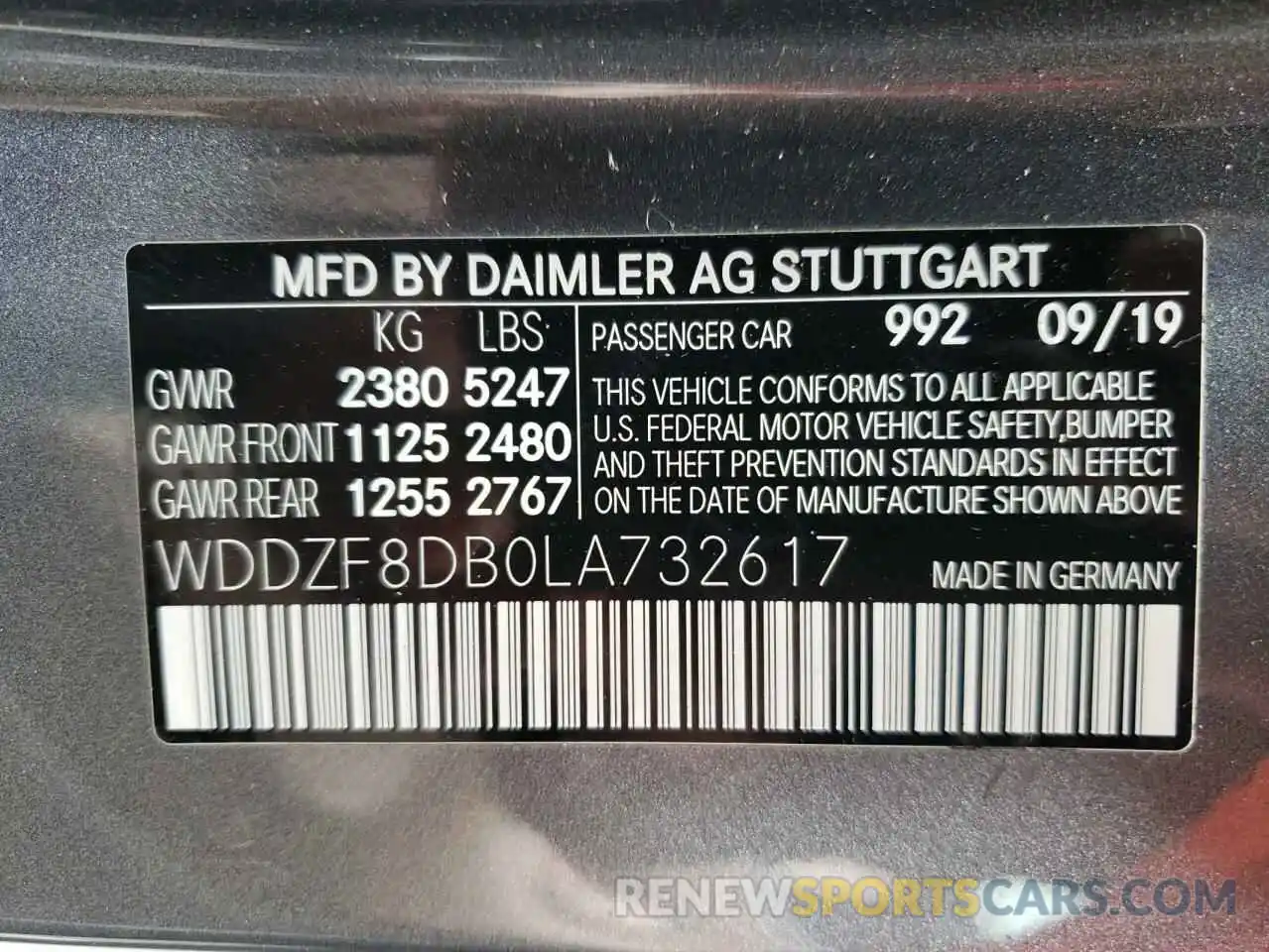 10 Фотография поврежденного автомобиля WDDZF8DB0LA732617 MERCEDES-BENZ E-CLASS 2020