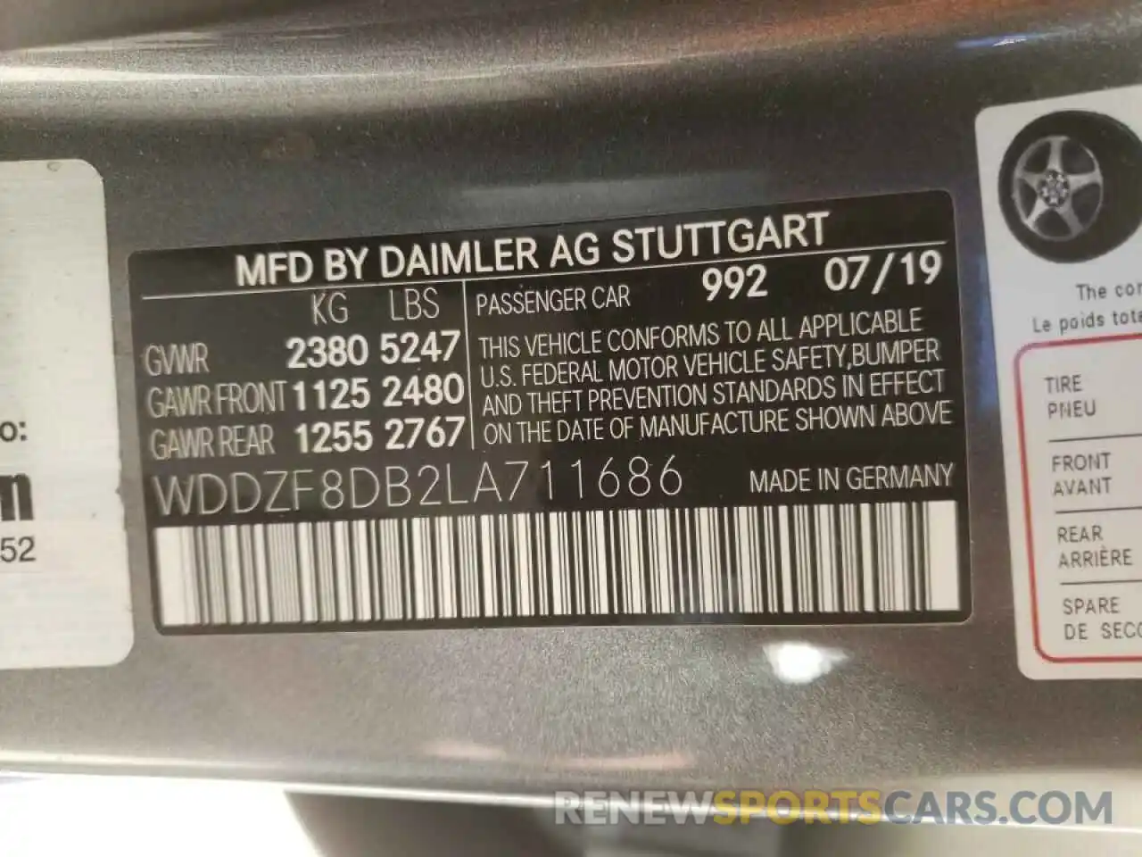 10 Фотография поврежденного автомобиля WDDZF8DB2LA711686 MERCEDES-BENZ E-CLASS 2020