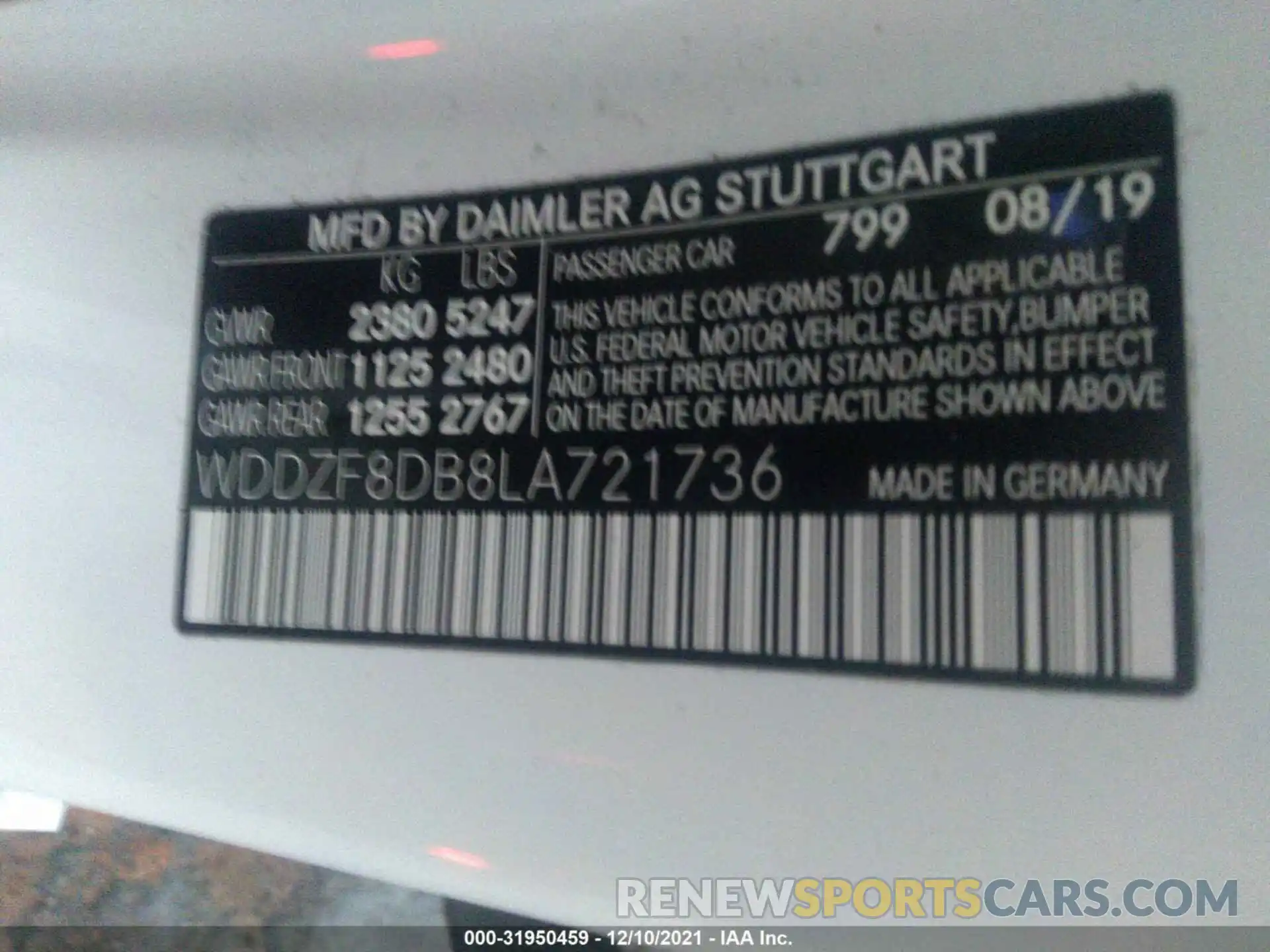 9 Photograph of a damaged car WDDZF8DB8LA721736 MERCEDES-BENZ E-CLASS 2020