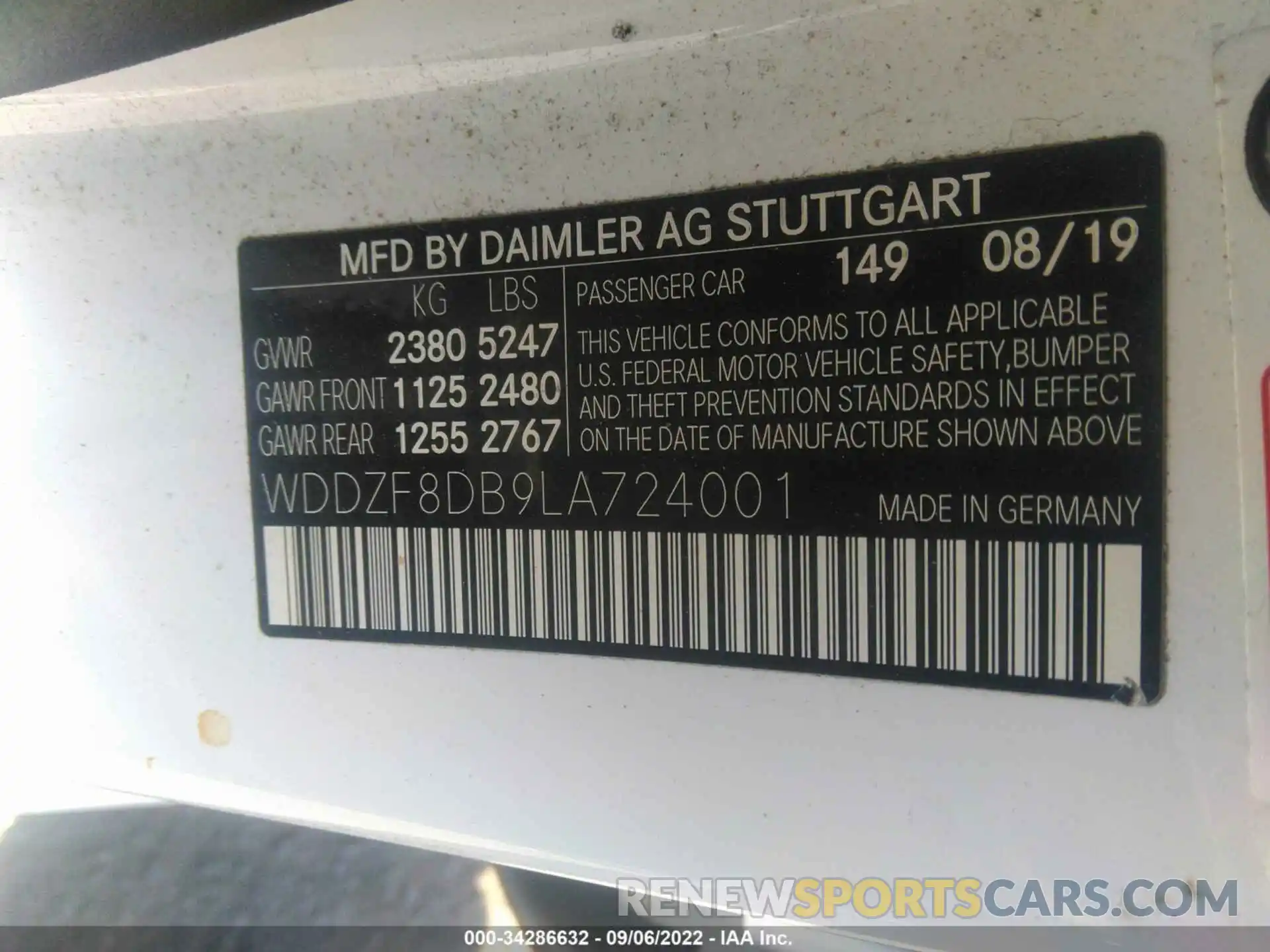 9 Photograph of a damaged car WDDZF8DB9LA724001 MERCEDES-BENZ E-CLASS 2020