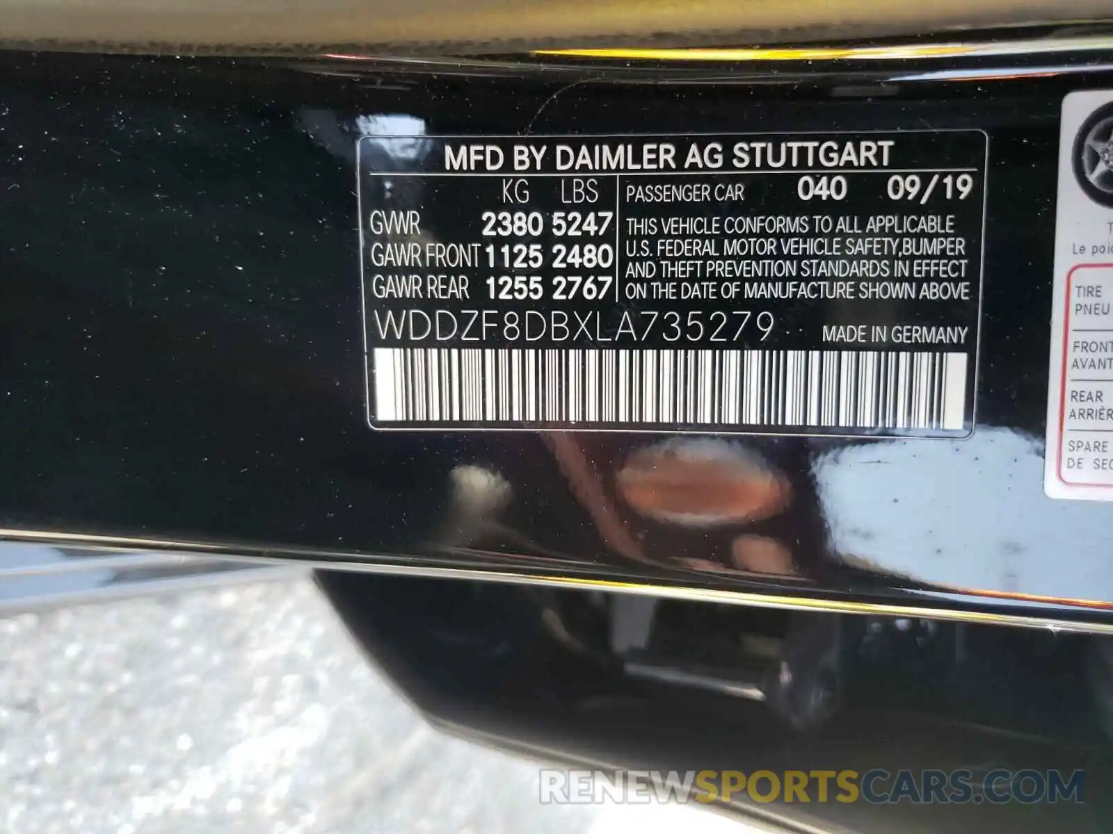 10 Photograph of a damaged car WDDZF8DBXLA735279 MERCEDES-BENZ E-CLASS 2020