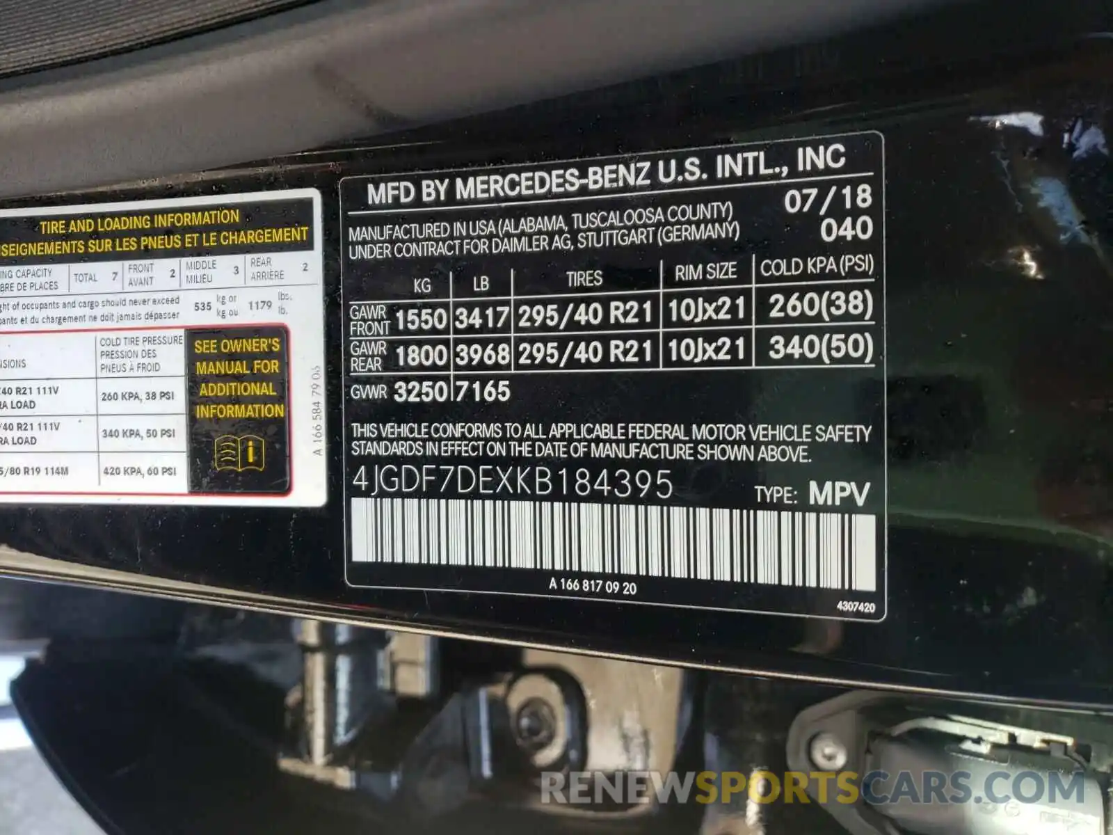 10 Photograph of a damaged car 4JGDF7DEXKB184395 MERCEDES-BENZ G CLASS 2019