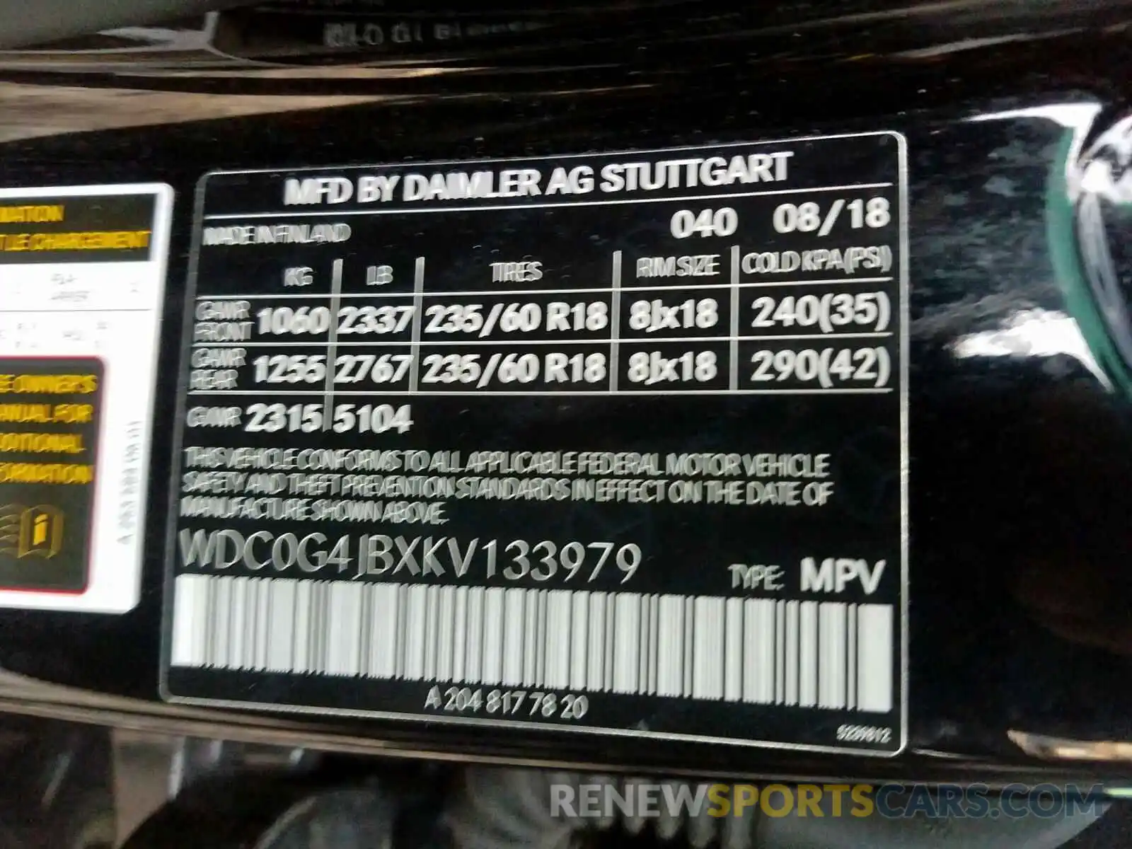 10 Фотография поврежденного автомобиля WDC0G4JBXKV133979 MERCEDES-BENZ G CLASS 2019