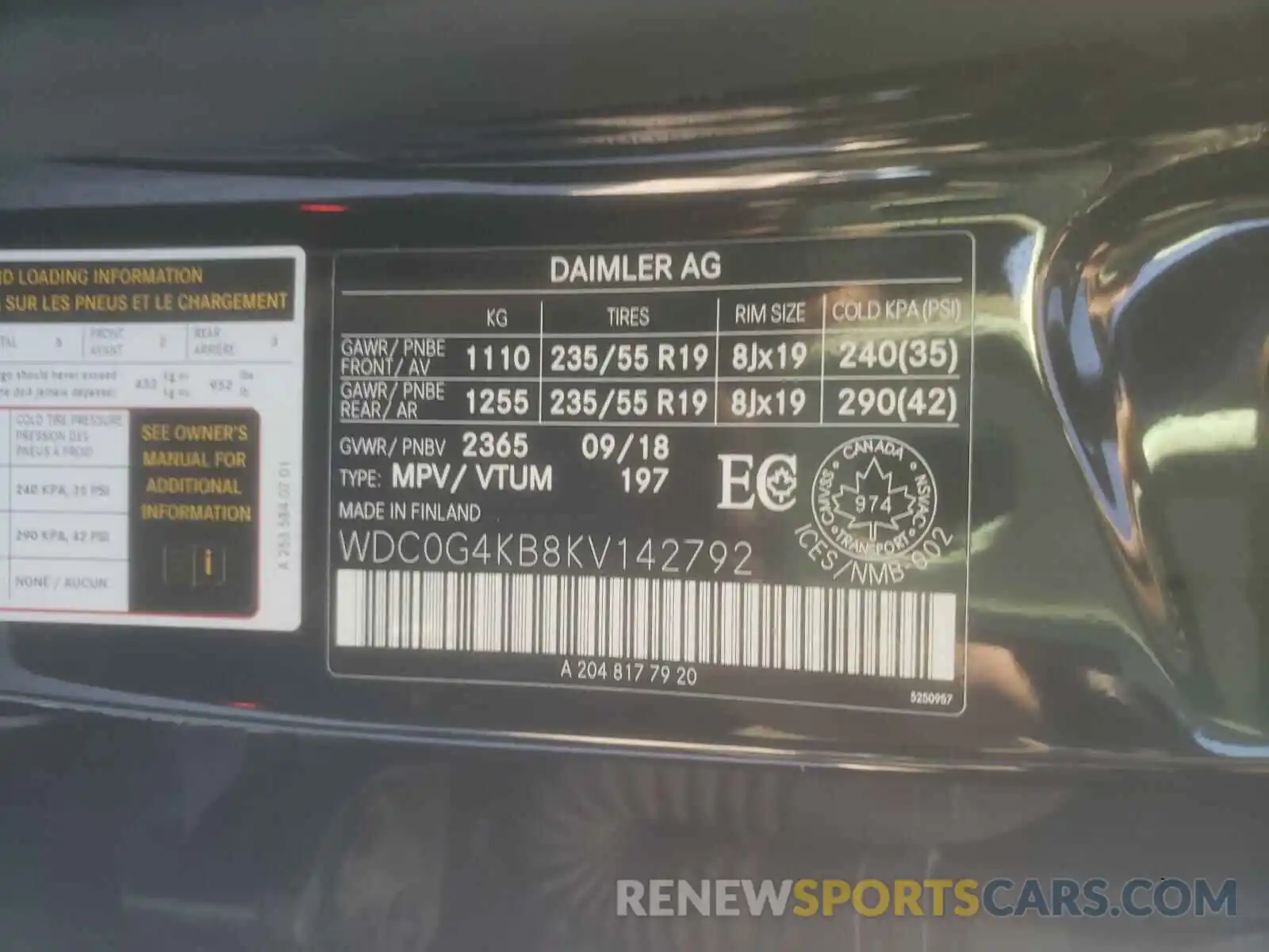 10 Photograph of a damaged car WDC0G4KB8KV142792 MERCEDES-BENZ G CLASS 2019