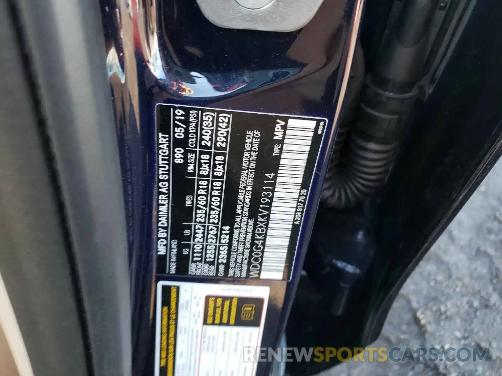 10 Photograph of a damaged car WDC0G4KBXKV193114 MERCEDES-BENZ G CLASS 2019