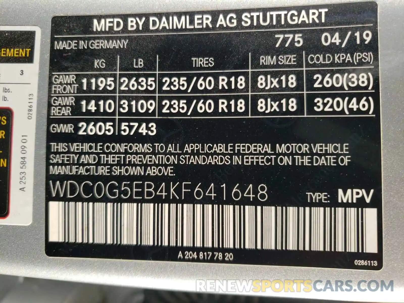 10 Photograph of a damaged car WDC0G5EB4KF641648 MERCEDES-BENZ G CLASS 2019