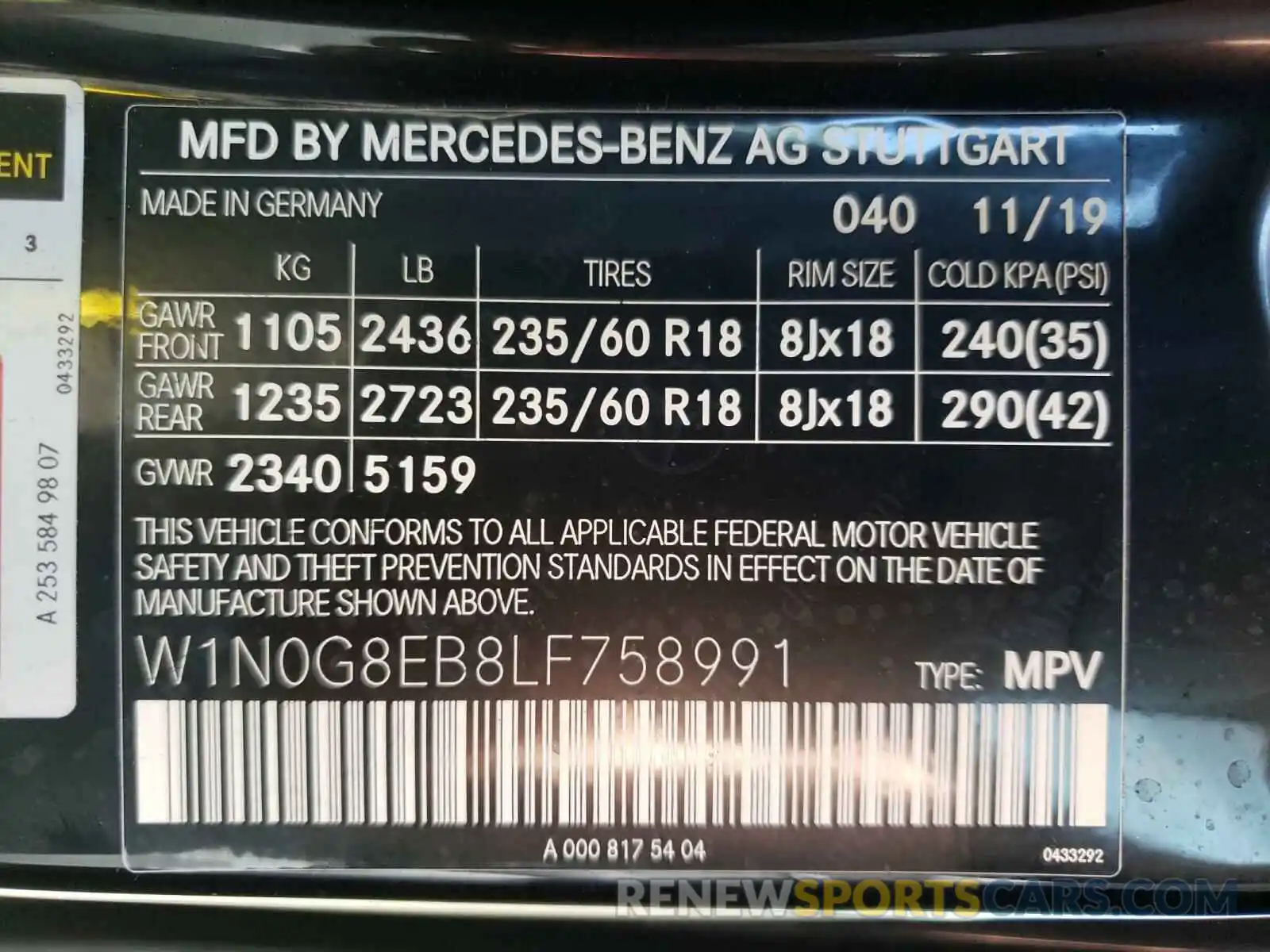 10 Photograph of a damaged car W1N0G8EB8LF758991 MERCEDES-BENZ G CLASS 2020