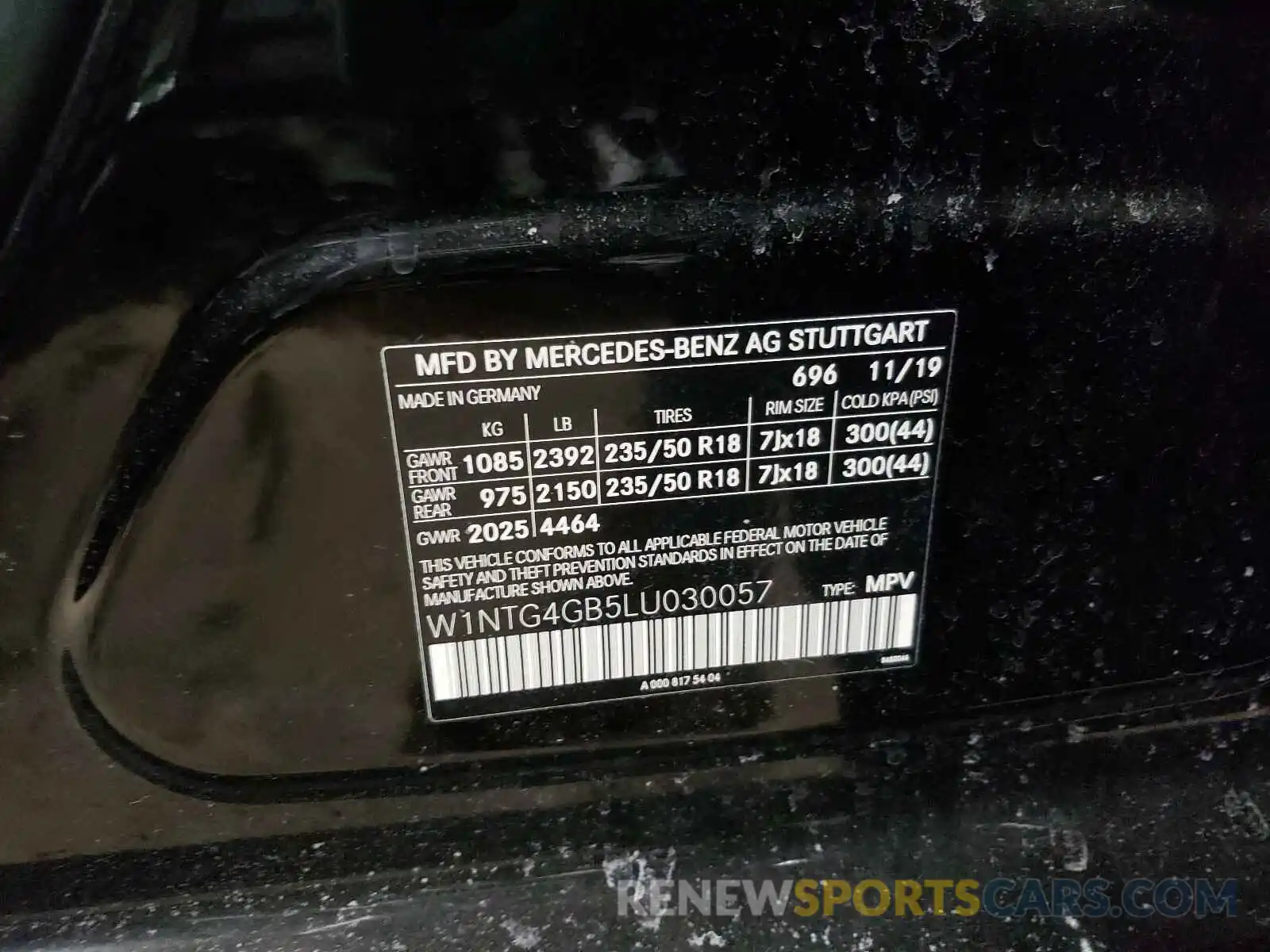10 Фотография поврежденного автомобиля W1NTG4GB5LU030057 MERCEDES-BENZ G CLASS 2020