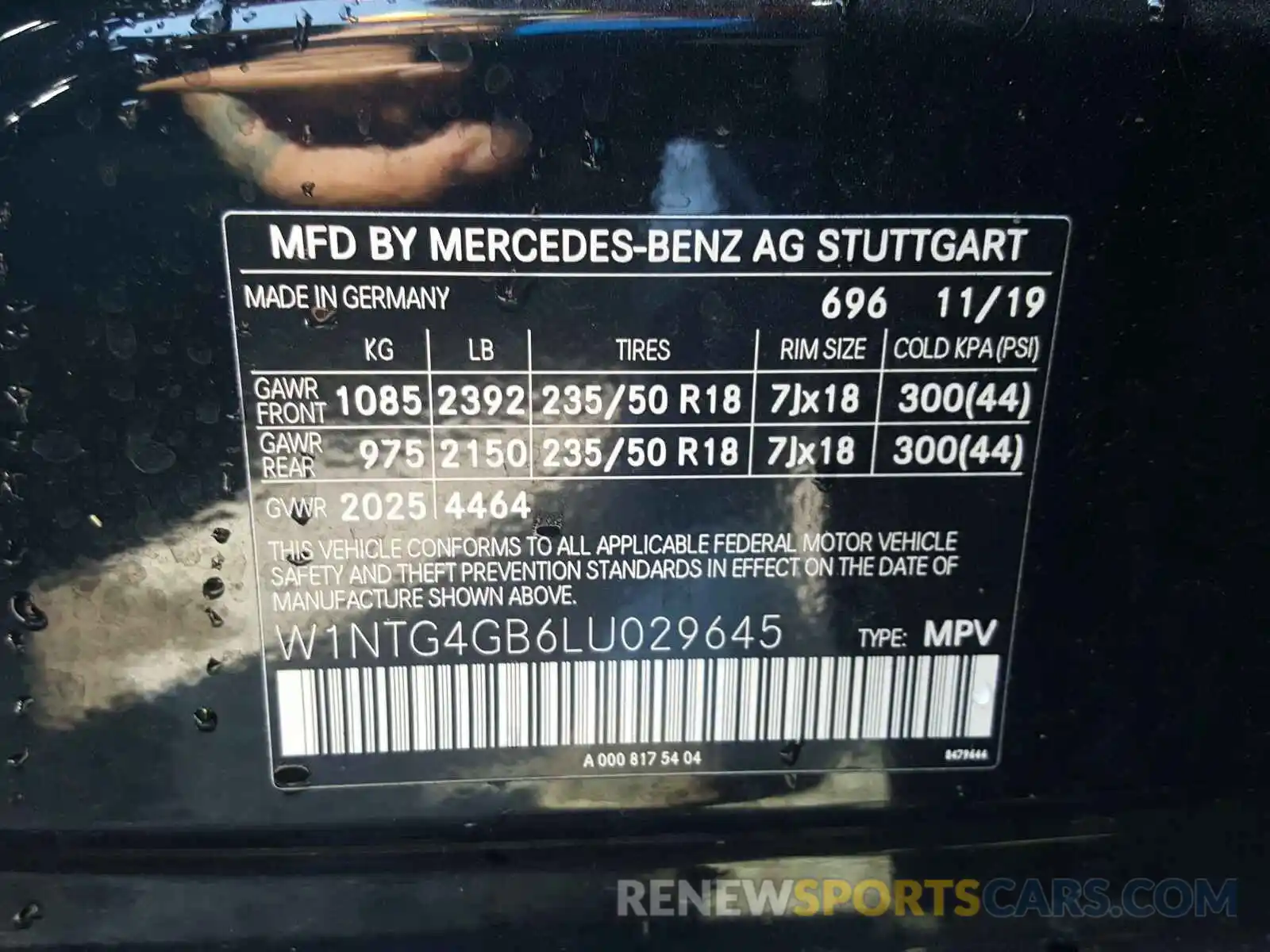 10 Photograph of a damaged car W1NTG4GB6LU029645 MERCEDES-BENZ G CLASS 2020