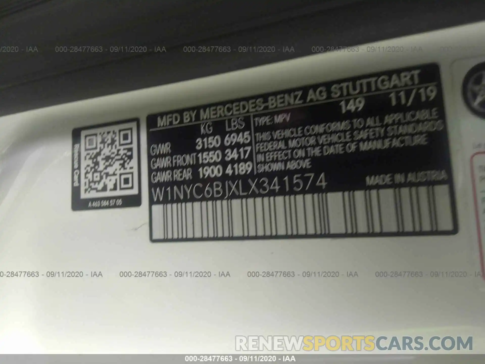 9 Photograph of a damaged car W1NYC6BJXLX341574 MERCEDES-BENZ G-CLASS 2020