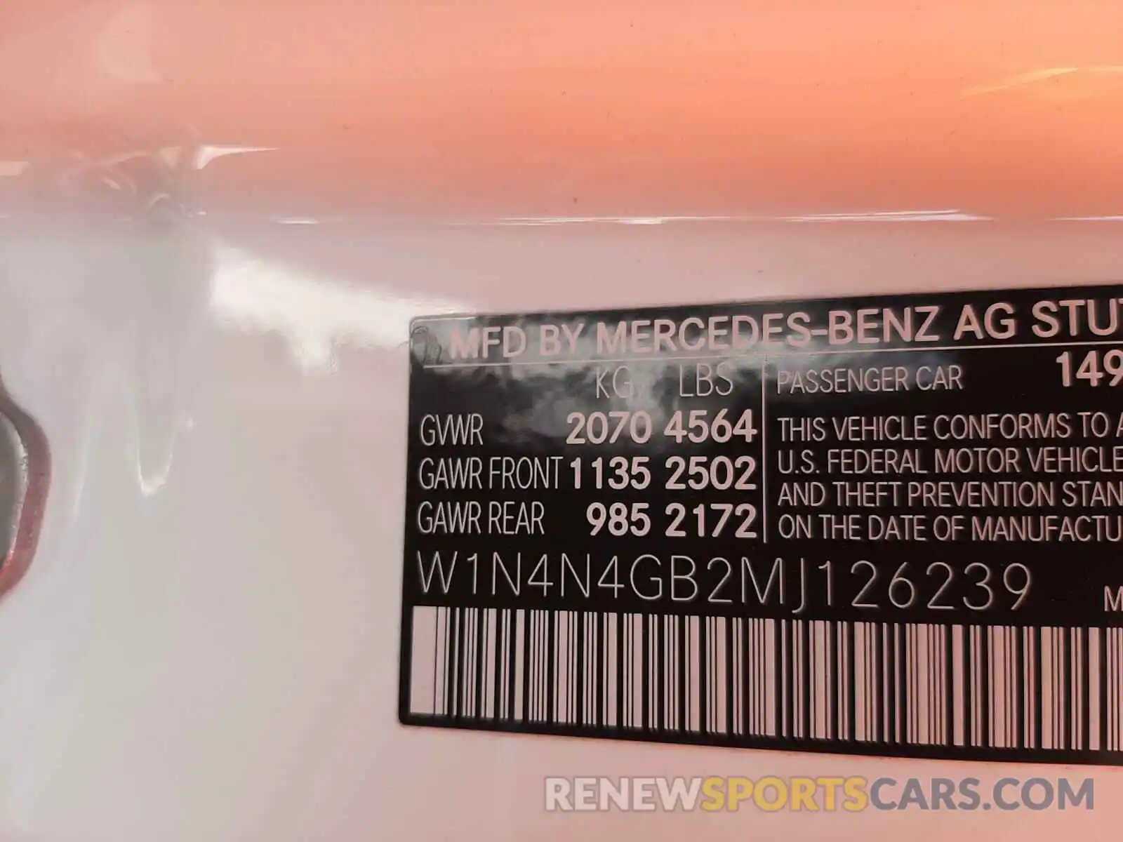 10 Photograph of a damaged car W1N4N4GB2MJ126239 MERCEDES-BENZ G CLASS 2021