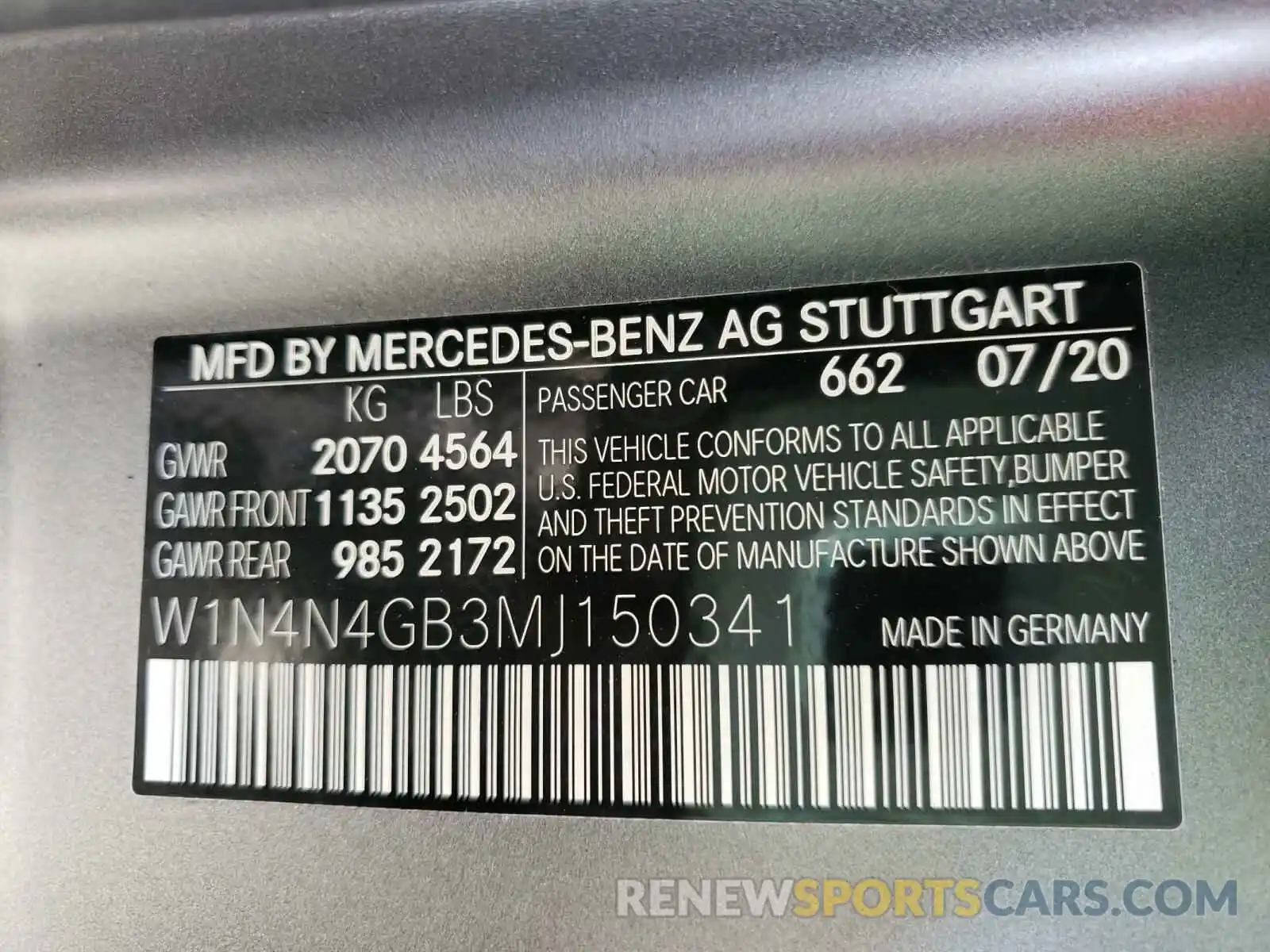 10 Photograph of a damaged car W1N4N4GB3MJ150341 MERCEDES-BENZ G CLASS 2021