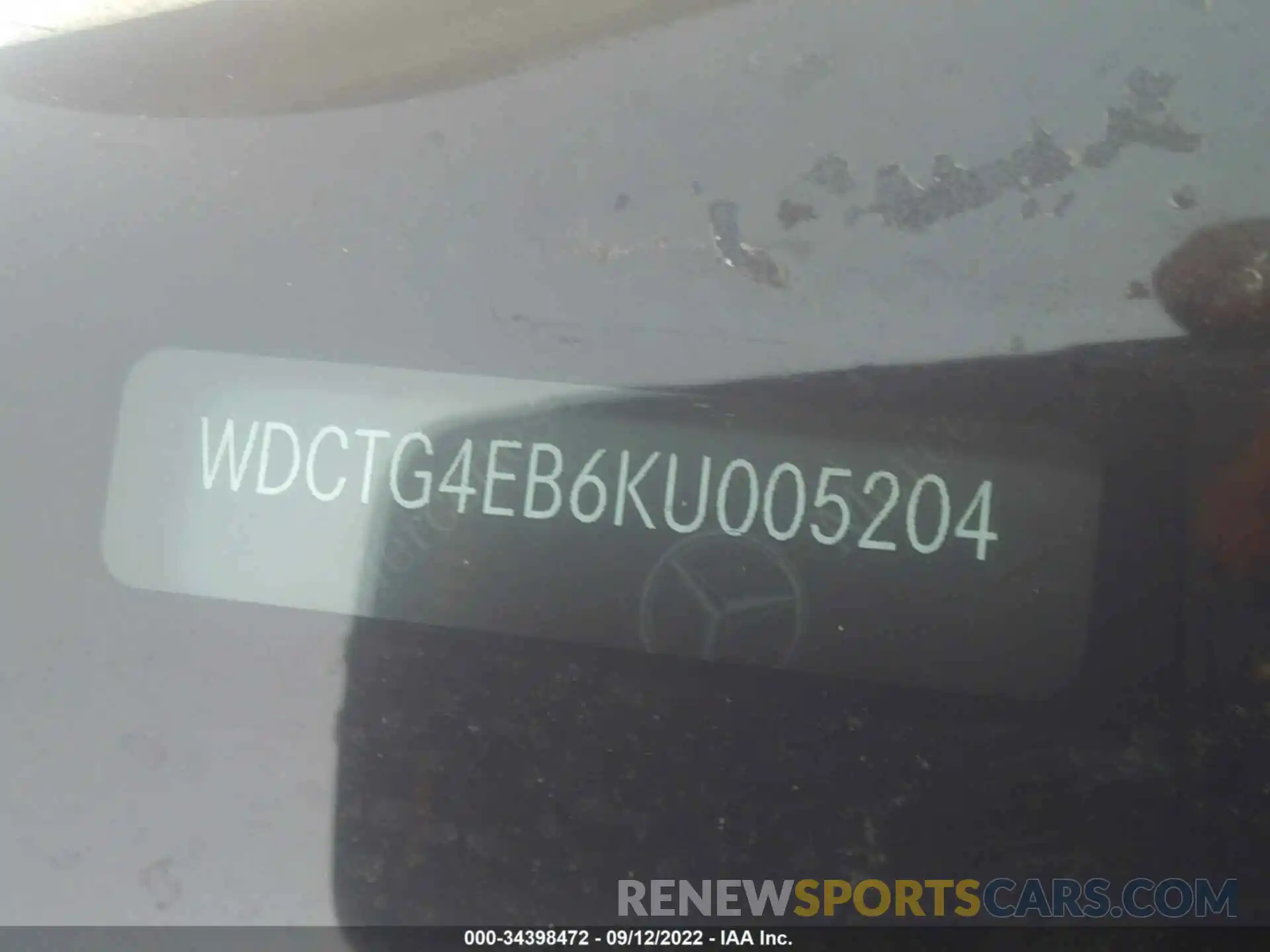 9 Photograph of a damaged car WDCTG4EB6KU005204 MERCEDES-BENZ GLA 2019