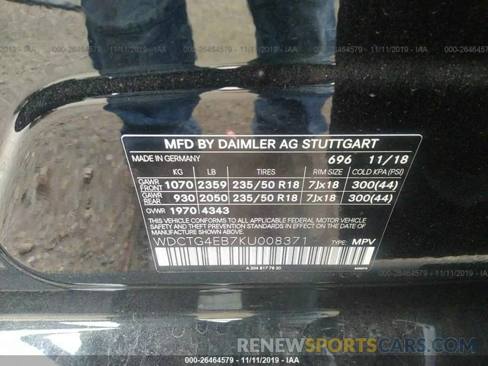 9 Photograph of a damaged car WDCTG4EB7KU008371 MERCEDES-BENZ GLA 2019