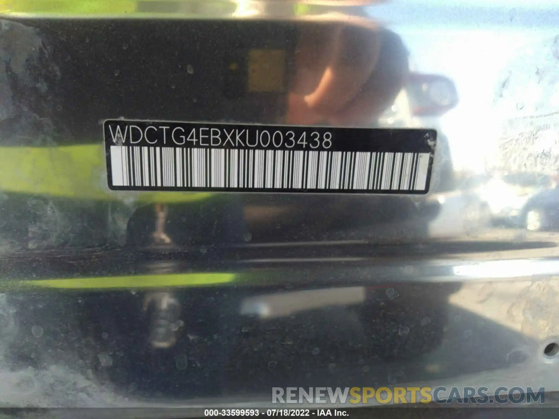 9 Photograph of a damaged car WDCTG4EBXKU003438 MERCEDES-BENZ GLA 2019