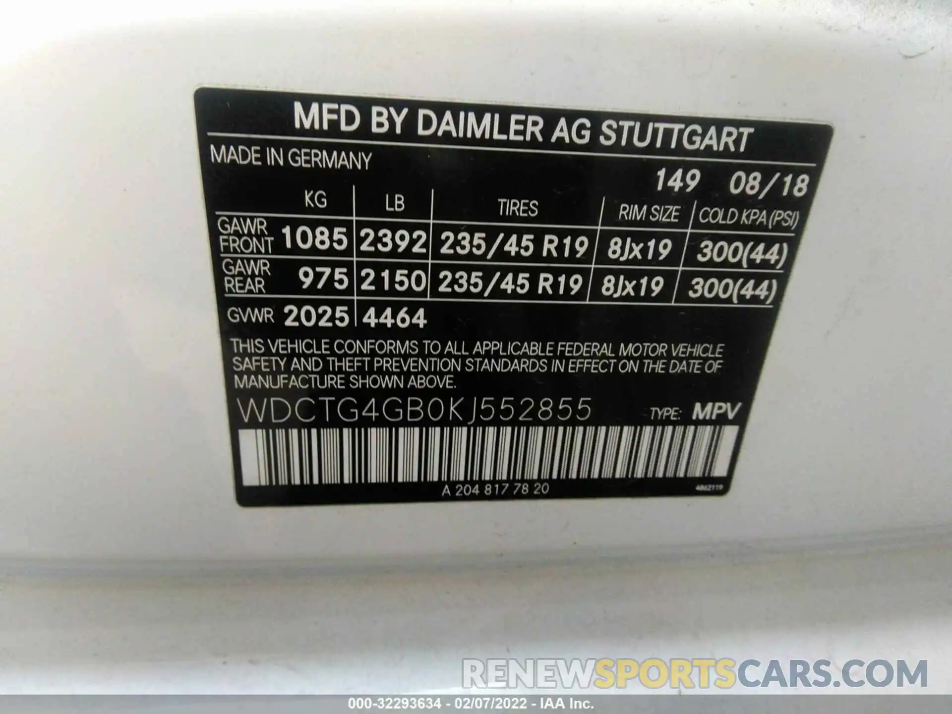 9 Photograph of a damaged car WDCTG4GB0KJ552855 MERCEDES-BENZ GLA 2019