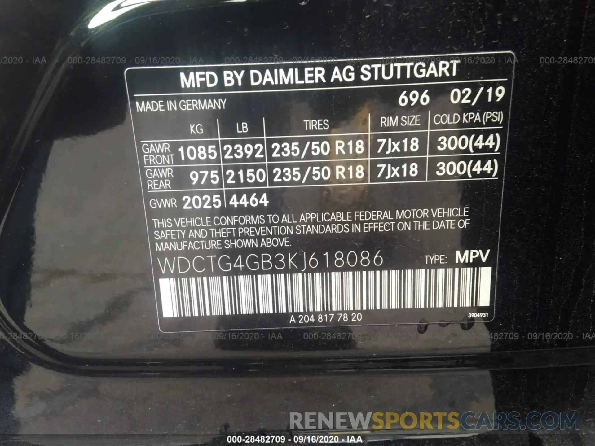 9 Photograph of a damaged car WDCTG4GB3KJ618086 MERCEDES-BENZ GLA 2019