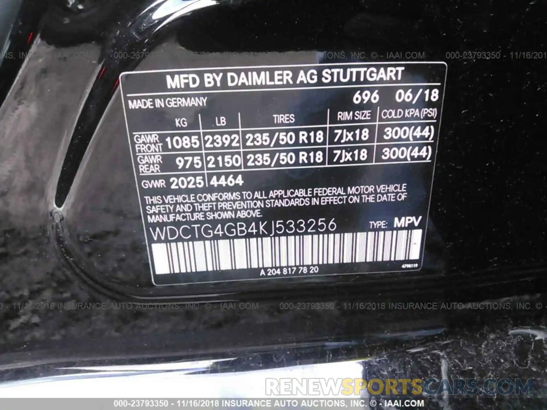 9 Фотография поврежденного автомобиля WDCTG4GB4KJ533256 Mercedes-benz Gla 2019