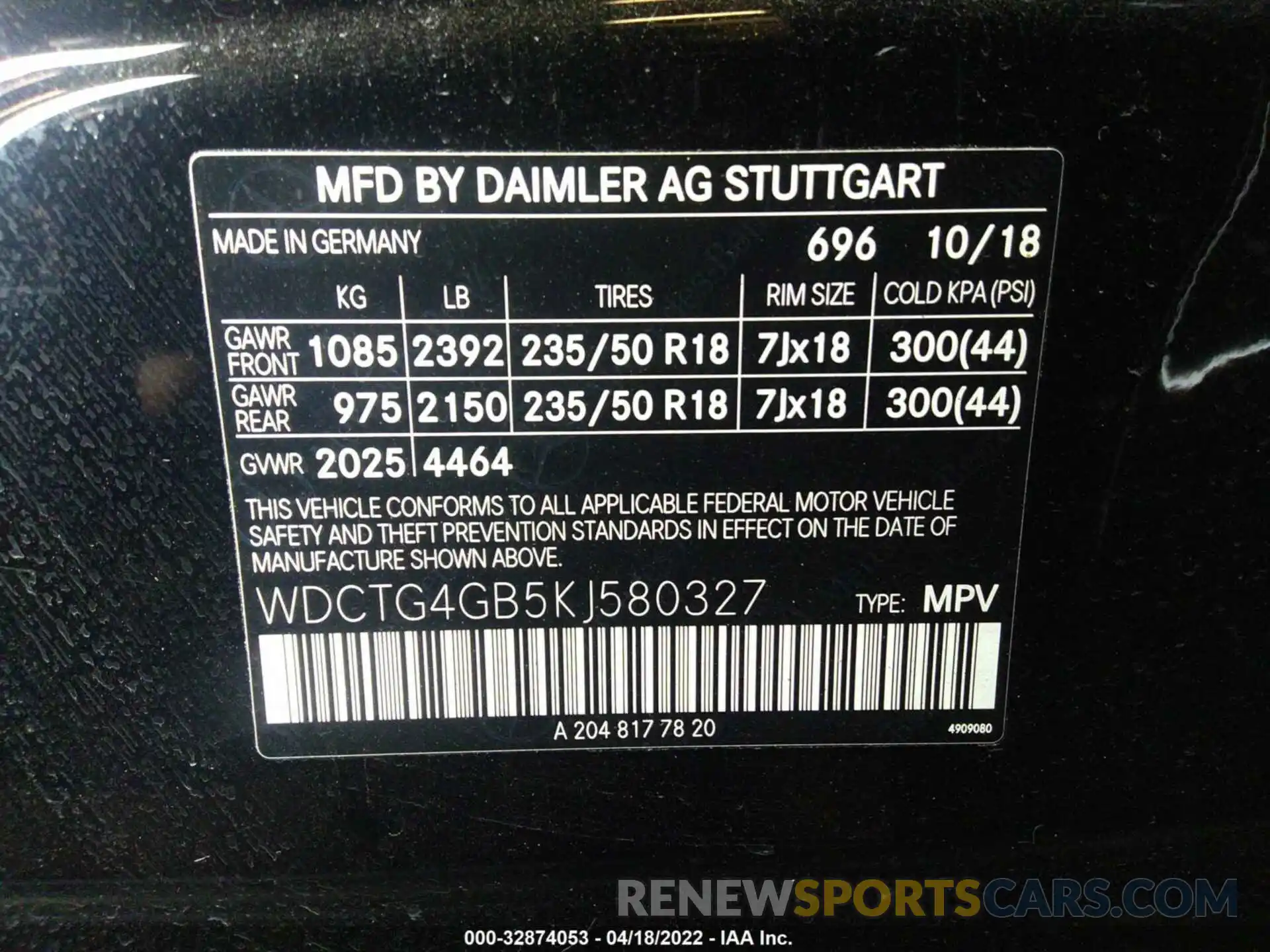 9 Photograph of a damaged car WDCTG4GB5KJ580327 MERCEDES-BENZ GLA 2019