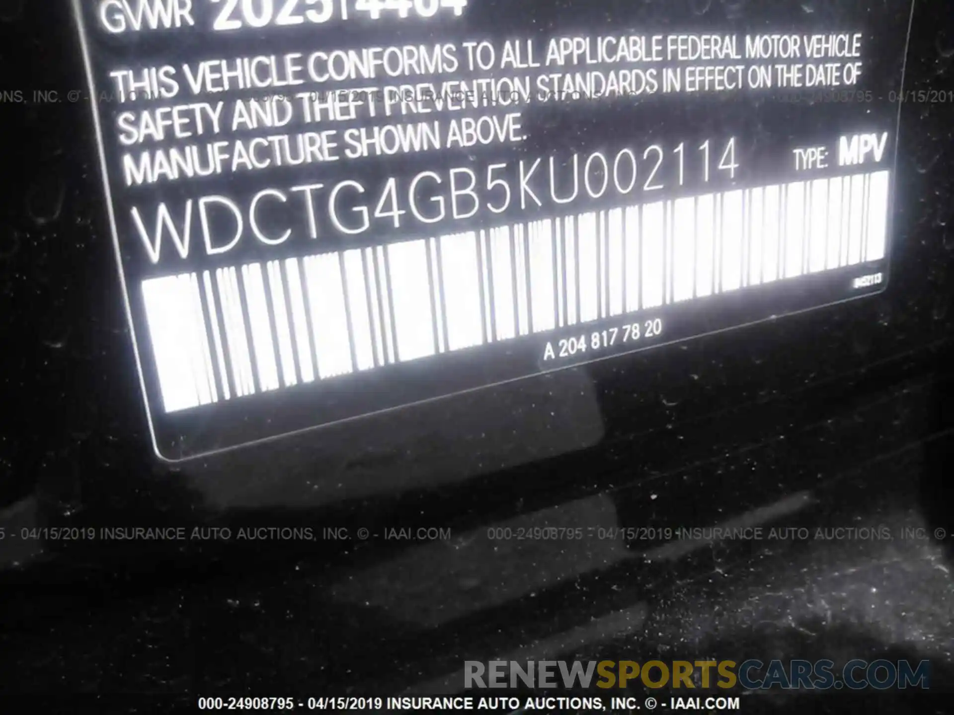 9 Photograph of a damaged car WDCTG4GB5KU002114 MERCEDES-BENZ GLA 2019