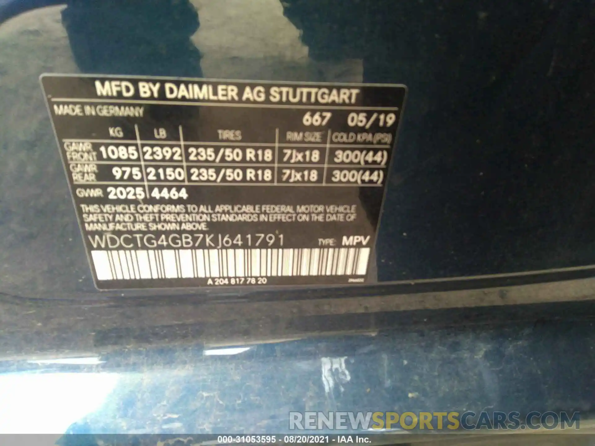 9 Photograph of a damaged car WDCTG4GB7KJ641791 MERCEDES-BENZ GLA 2019