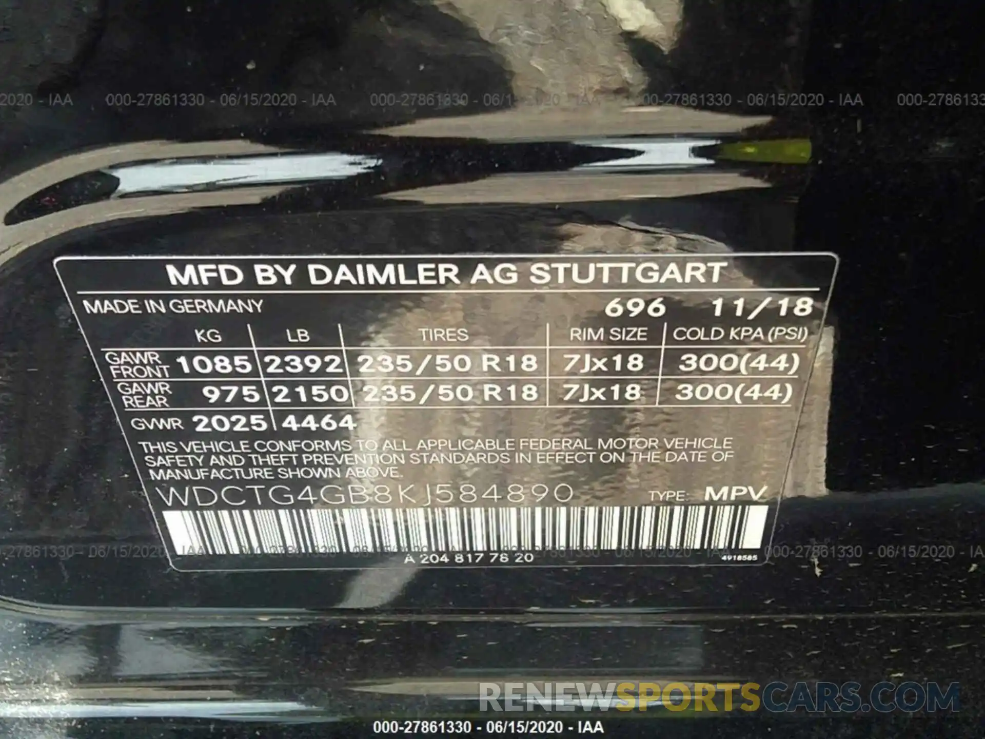 9 Photograph of a damaged car WDCTG4GB8KJ584890 MERCEDES-BENZ GLA 2019