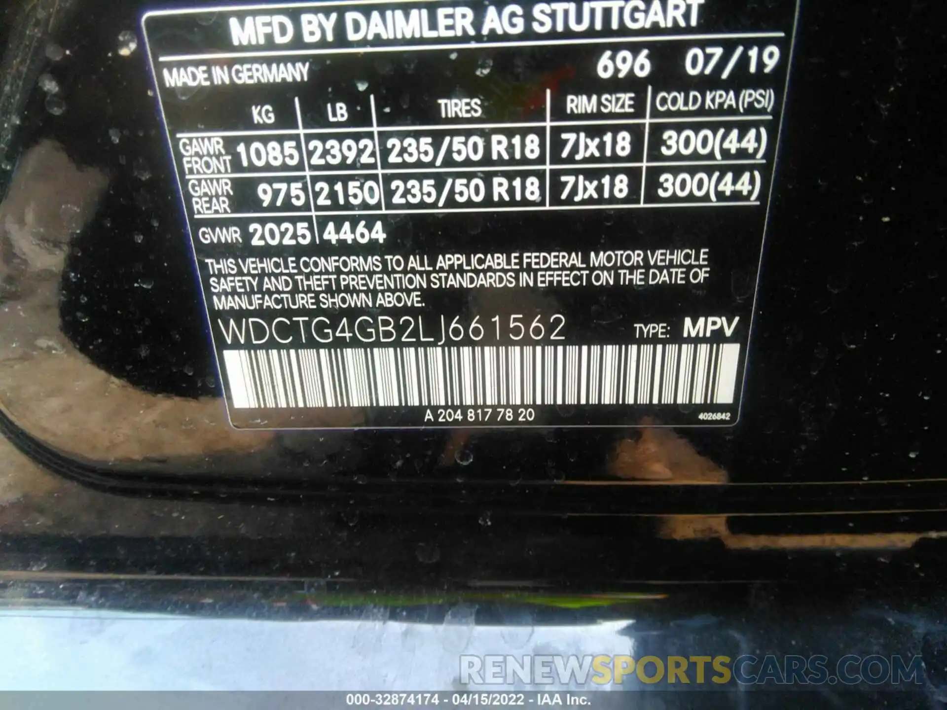 9 Фотография поврежденного автомобиля WDCTG4GB2LJ661562 MERCEDES-BENZ GLA 2020