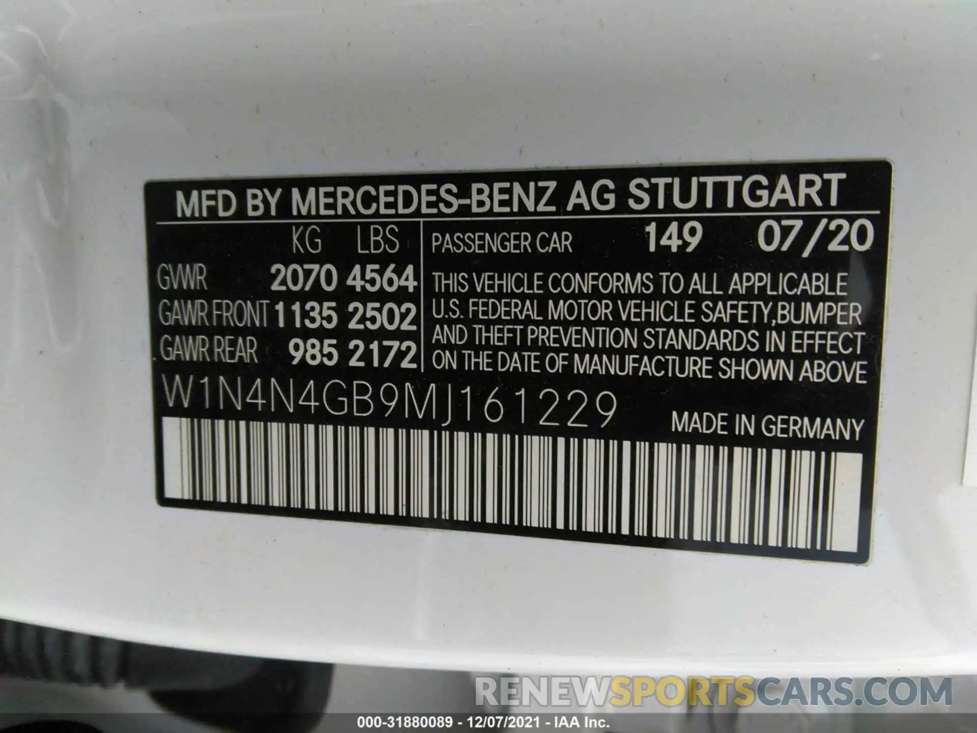 9 Photograph of a damaged car W1N4N4GB9MJ161229 MERCEDES-BENZ GLA 2021