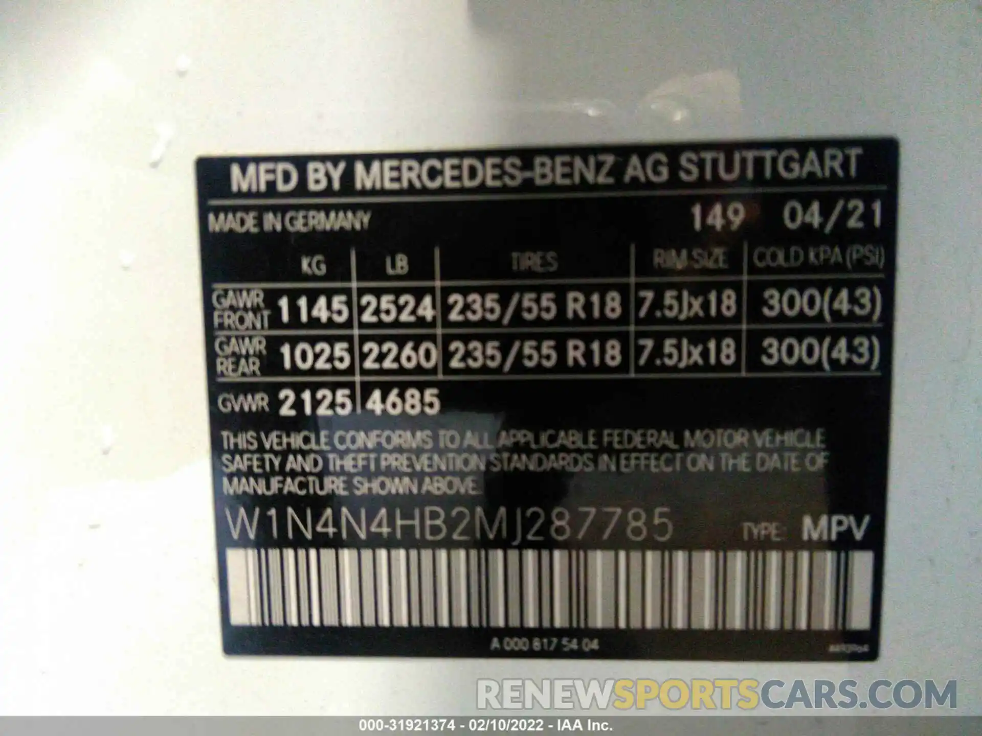 9 Фотография поврежденного автомобиля W1N4N4HB2MJ287785 MERCEDES-BENZ GLA 2021