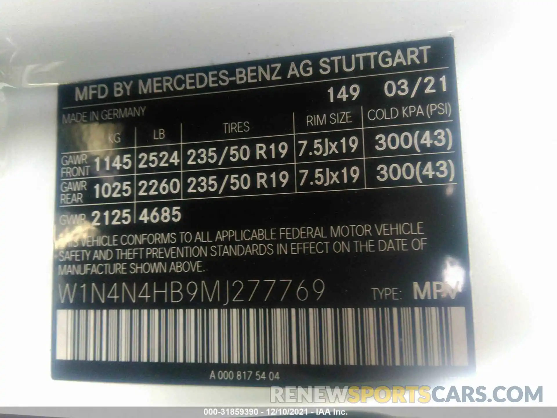 9 Фотография поврежденного автомобиля W1N4N4HB9MJ277769 MERCEDES-BENZ GLA 2021