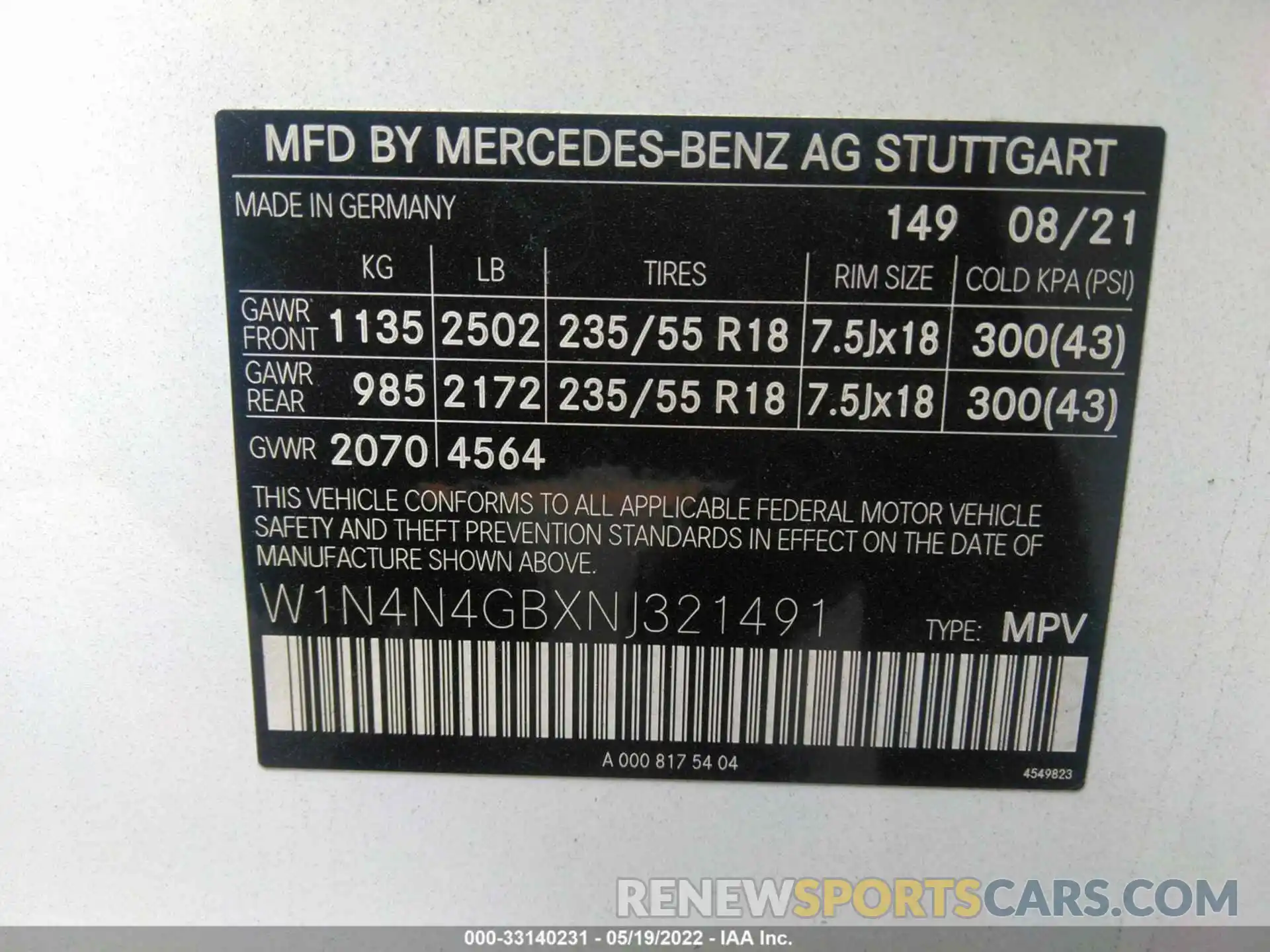 9 Фотография поврежденного автомобиля W1N4N4GBXNJ321491 MERCEDES-BENZ GLA 2022