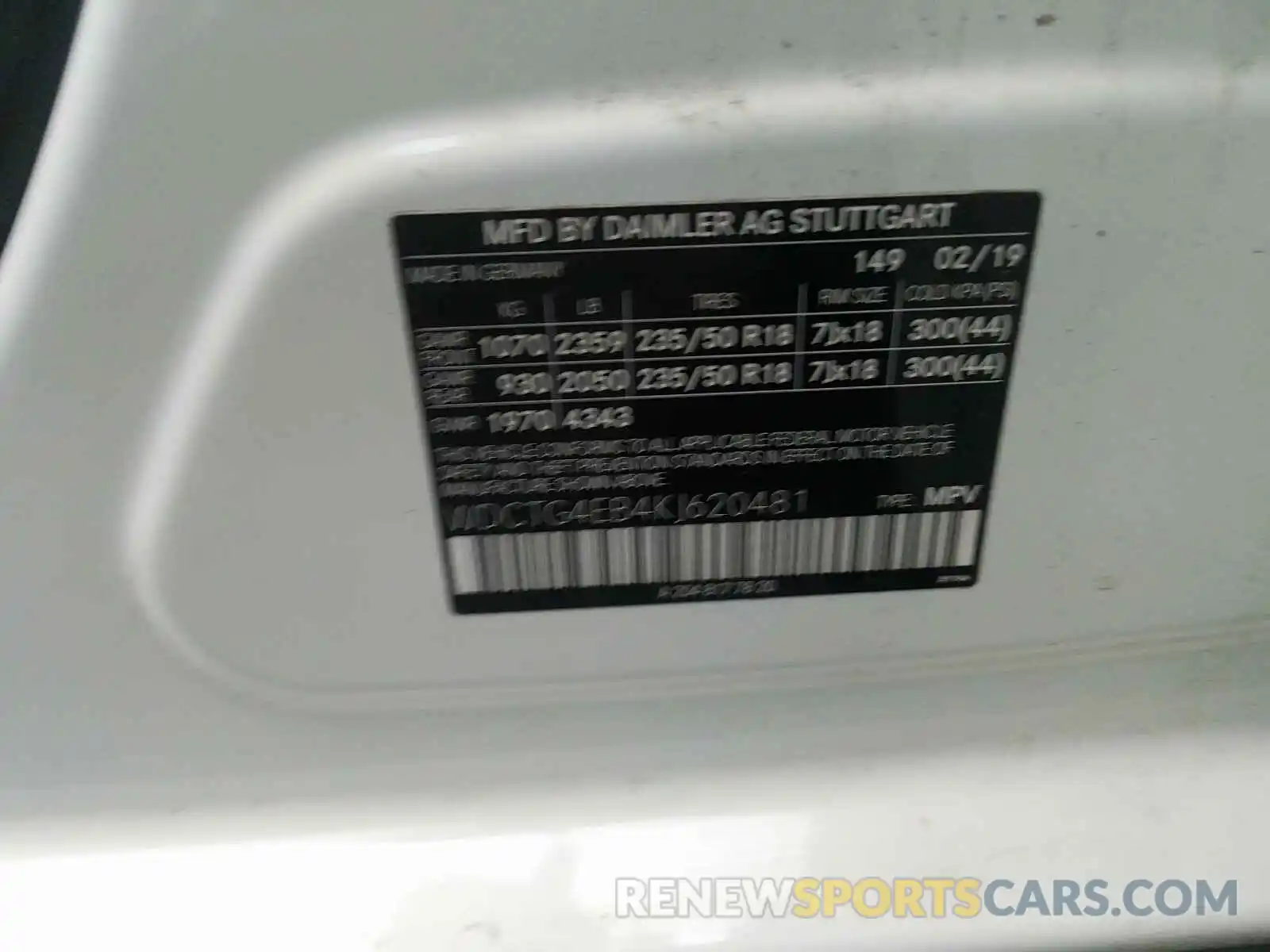 10 Photograph of a damaged car WDCTG4EB4KJ620481 MERCEDES-BENZ GLA 250 2019