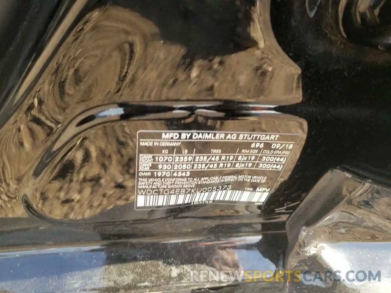 10 Photograph of a damaged car WDCTG4EB7KU005373 MERCEDES-BENZ GLA-CLASS 2019