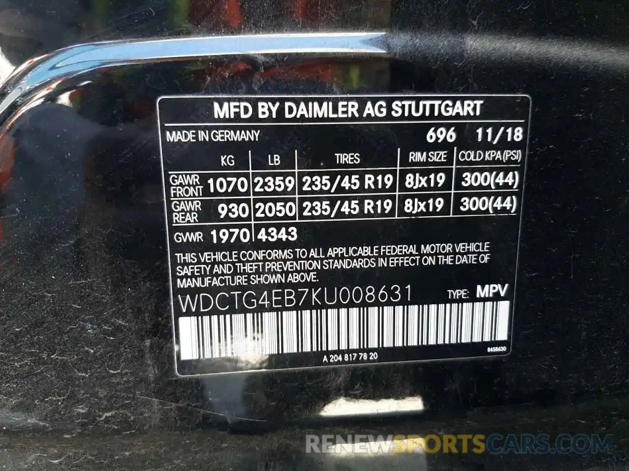 10 Photograph of a damaged car WDCTG4EB7KU008631 MERCEDES-BENZ GLA-CLASS 2019