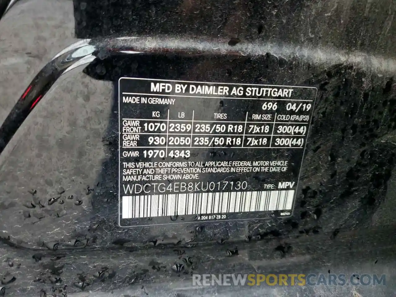 12 Photograph of a damaged car WDCTG4EB8KU017130 MERCEDES-BENZ GLA-CLASS 2019