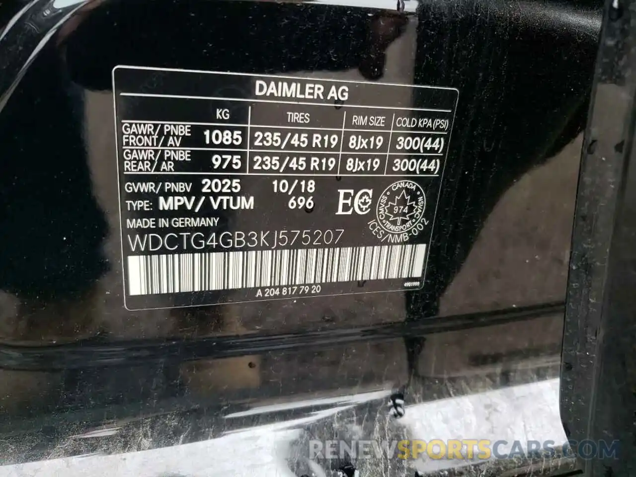 10 Photograph of a damaged car WDCTG4GB3KJ575207 MERCEDES-BENZ GLA-CLASS 2019