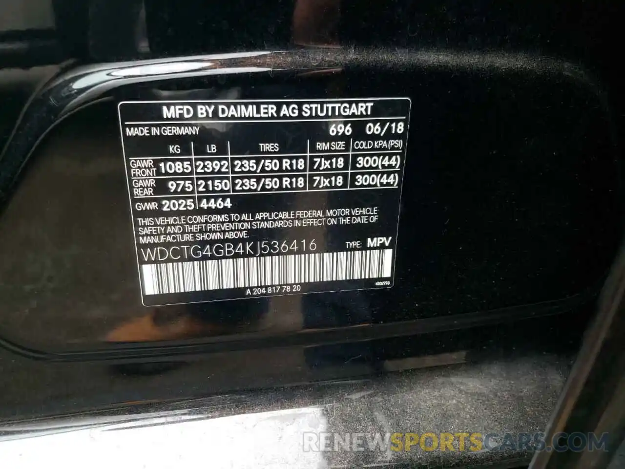 10 Photograph of a damaged car WDCTG4GB4KJ536416 MERCEDES-BENZ GLA-CLASS 2019