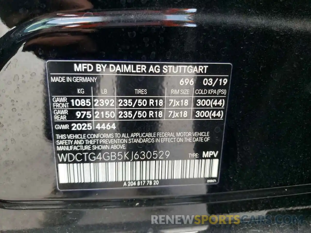 10 Photograph of a damaged car WDCTG4GB5KJ630529 MERCEDES-BENZ GLA-CLASS 2019