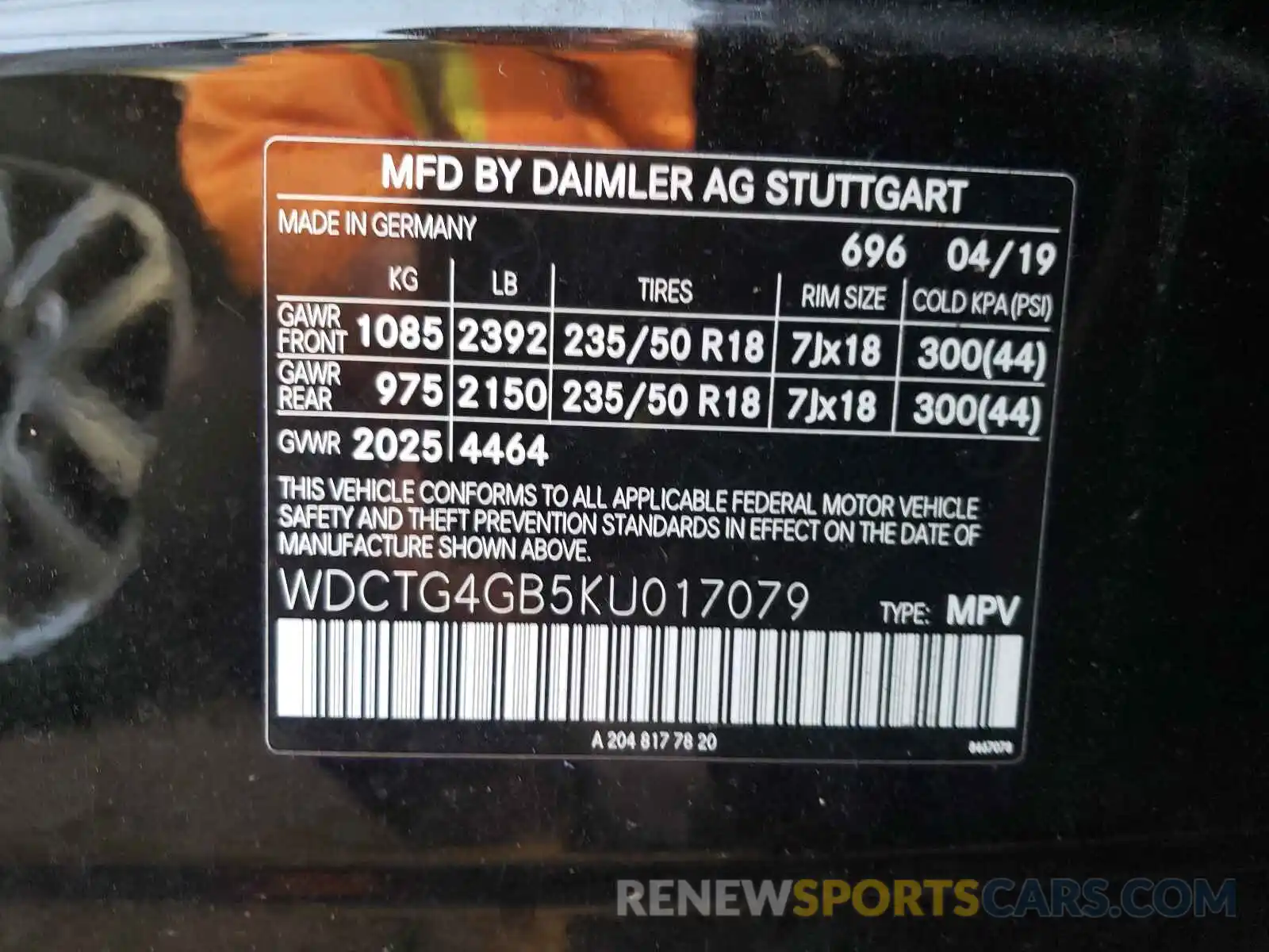 10 Photograph of a damaged car WDCTG4GB5KU017079 MERCEDES-BENZ GLA-CLASS 2019