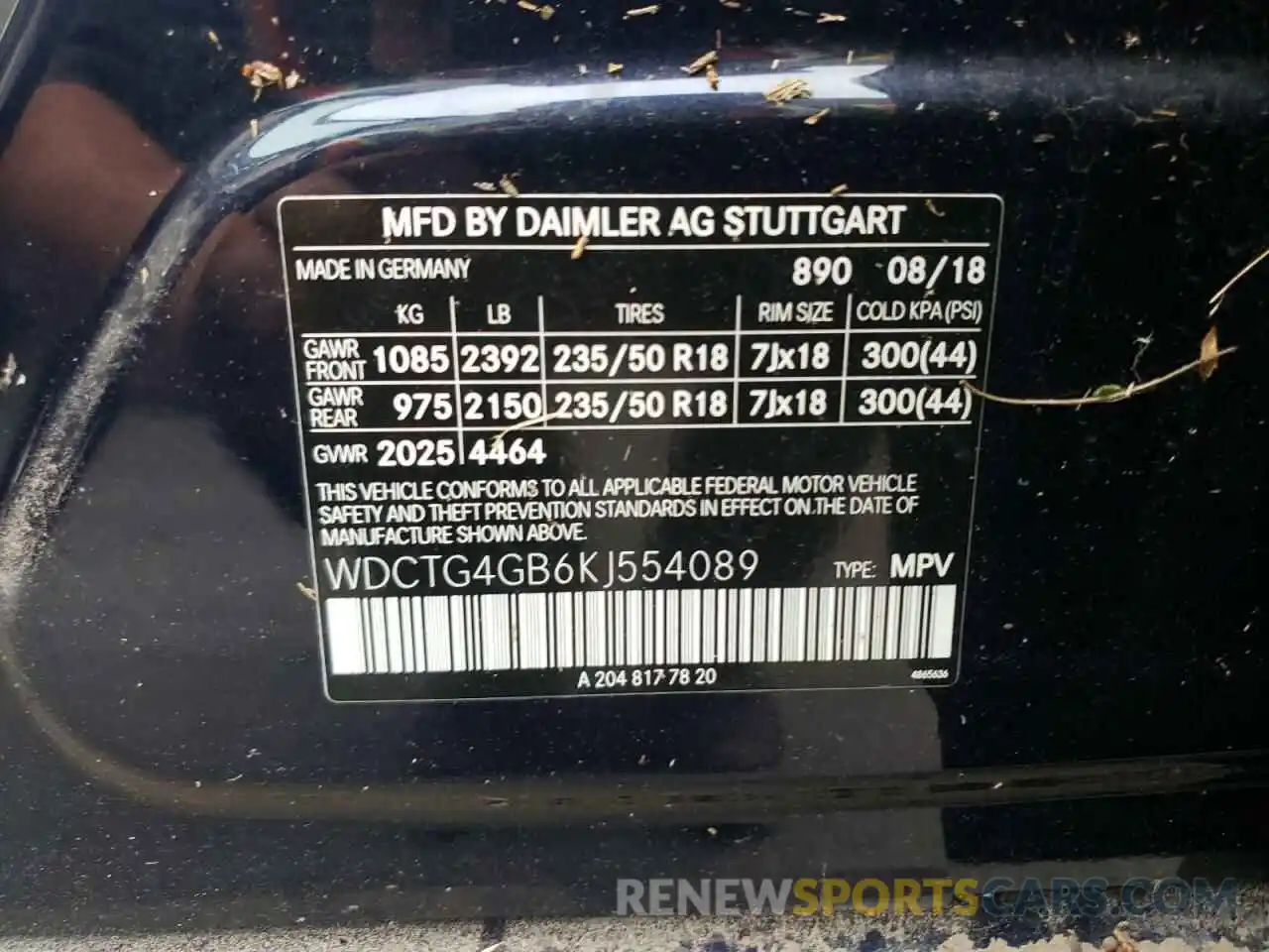 10 Photograph of a damaged car WDCTG4GB6KJ554089 MERCEDES-BENZ GLA-CLASS 2019