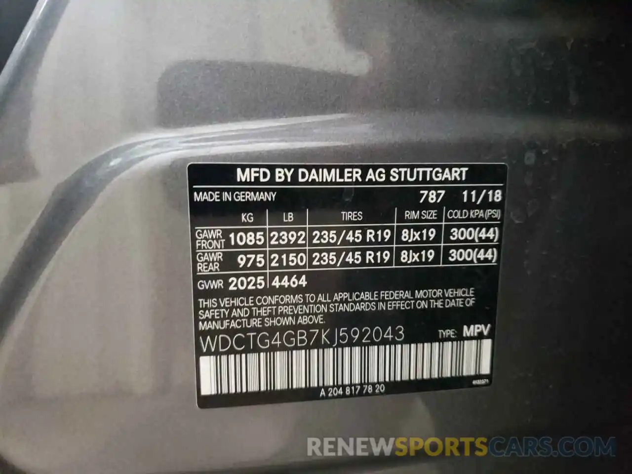 10 Photograph of a damaged car WDCTG4GB7KJ592043 MERCEDES-BENZ GLA-CLASS 2019