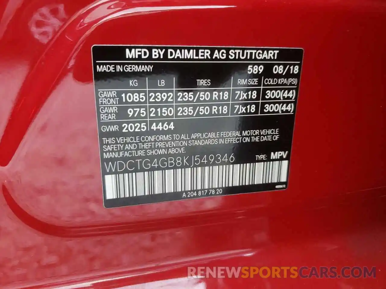 10 Photograph of a damaged car WDCTG4GB8KJ549346 MERCEDES-BENZ GLA-CLASS 2019