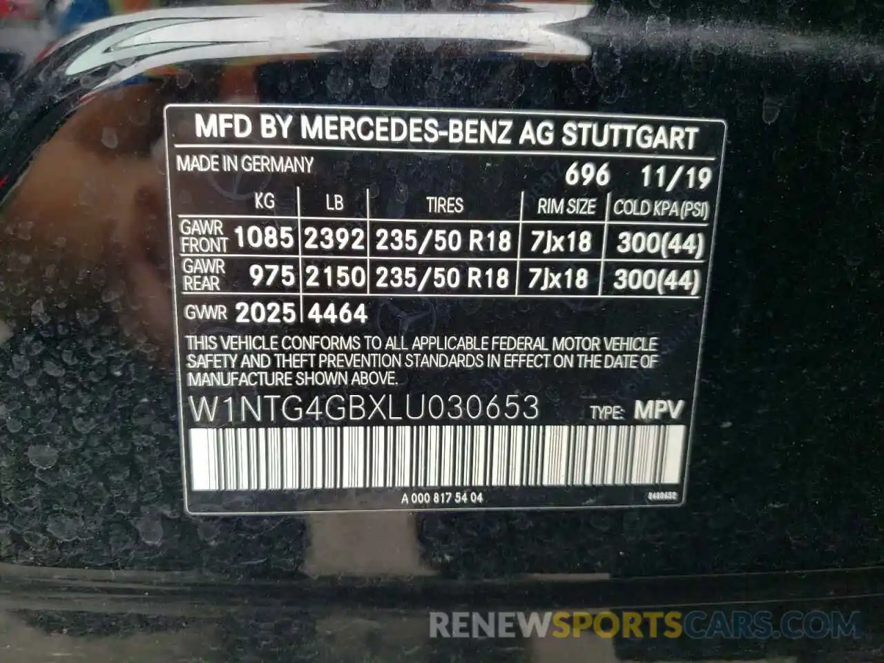 10 Фотография поврежденного автомобиля W1NTG4GBXLU030653 MERCEDES-BENZ GLA-CLASS 2020