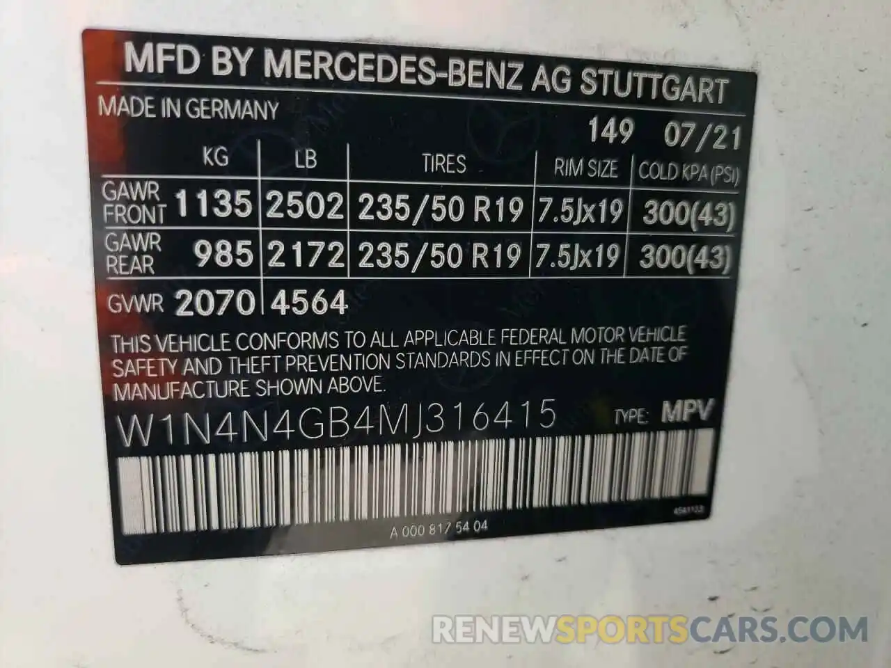 10 Фотография поврежденного автомобиля W1N4N4GB4MJ316415 MERCEDES-BENZ GLA-CLASS 2021