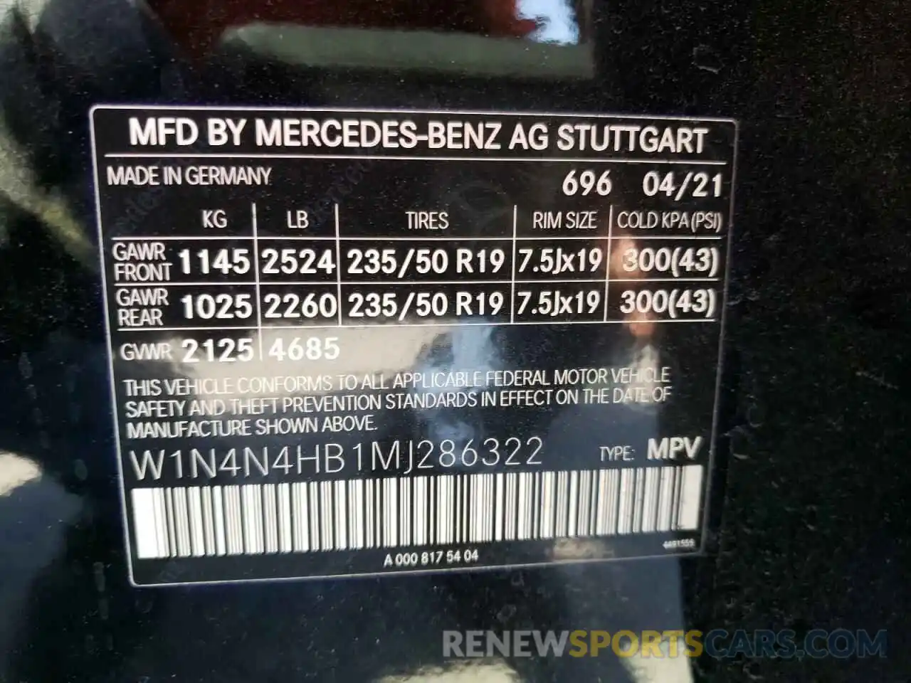 10 Photograph of a damaged car W1N4N4HB1MJ286322 MERCEDES-BENZ GLA-CLASS 2021