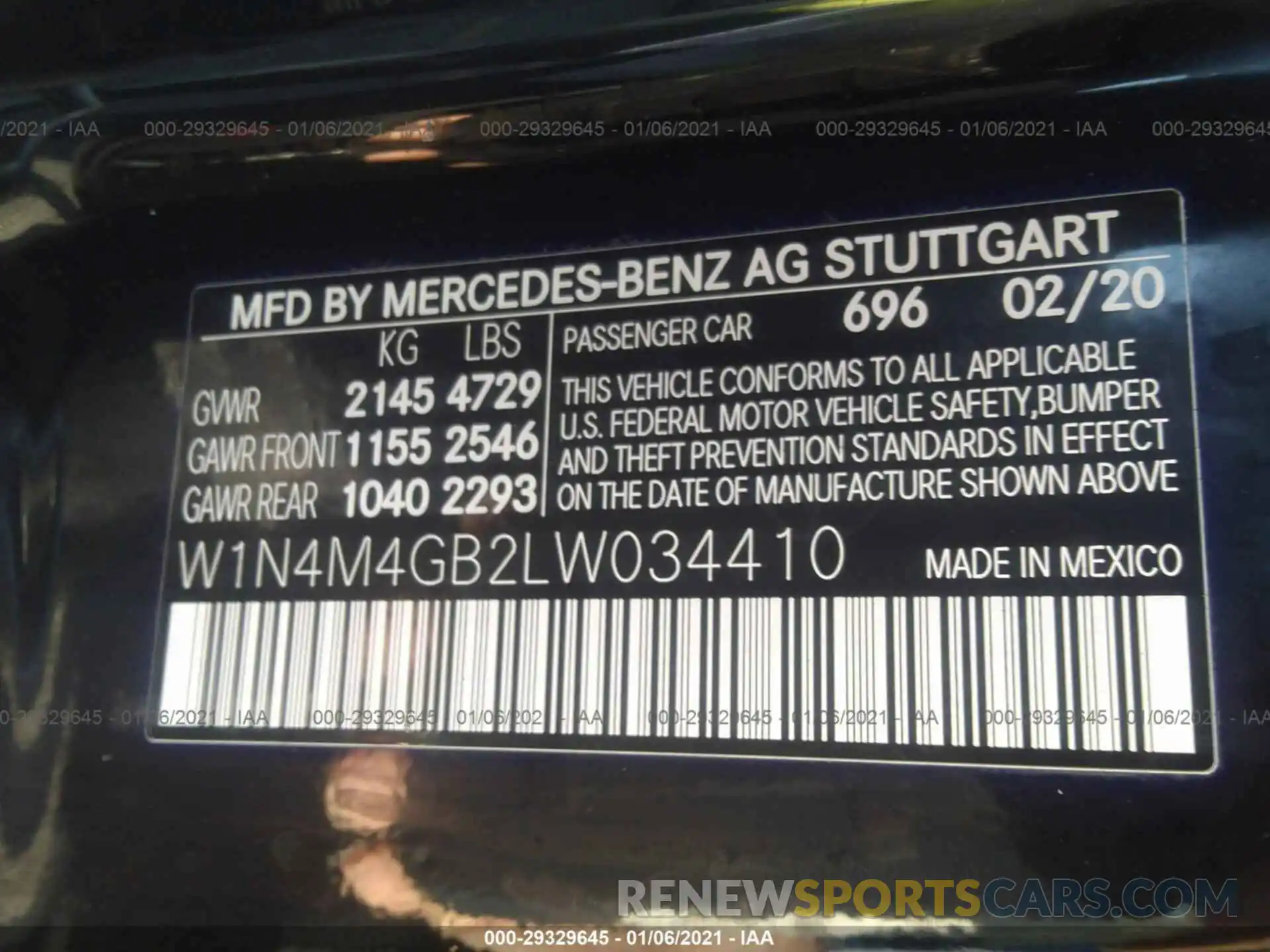 9 Фотография поврежденного автомобиля W1N4M4GB2LW034410 MERCEDES-BENZ GLB 2020