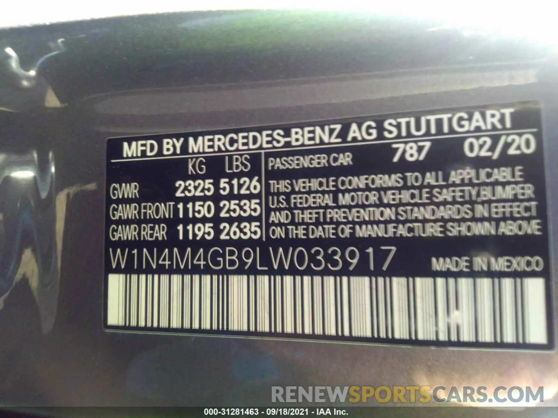 9 Photograph of a damaged car W1N4M4GB9LW033917 MERCEDES-BENZ GLB 2020