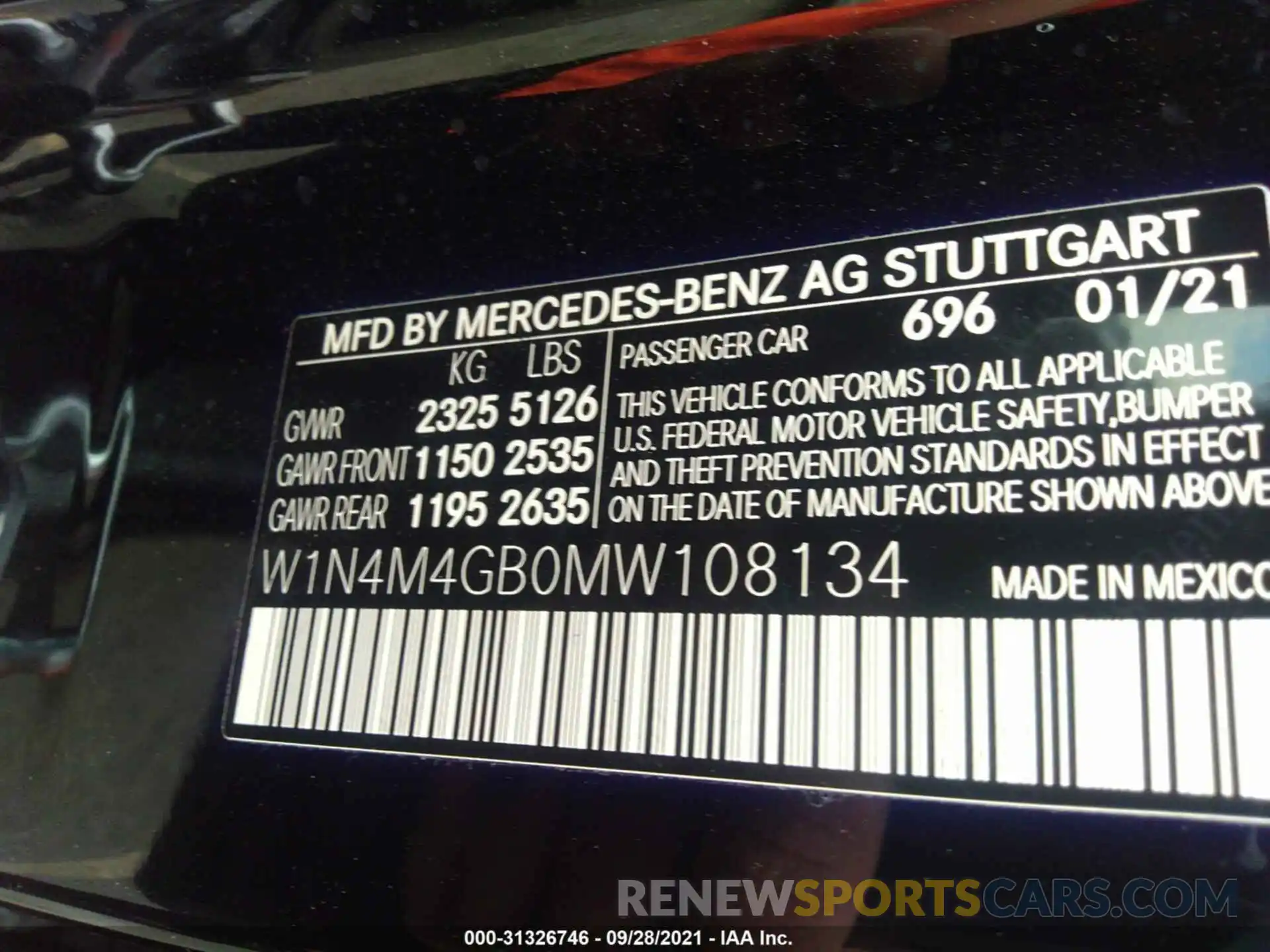 9 Photograph of a damaged car W1N4M4GB0MW108134 MERCEDES-BENZ GLB 2021