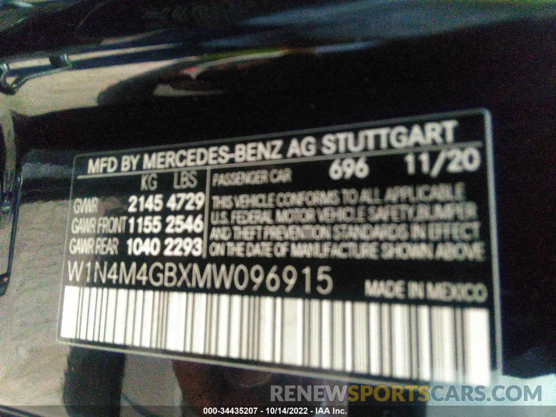 9 Фотография поврежденного автомобиля W1N4M4GBXMW096915 MERCEDES-BENZ GLB 2021