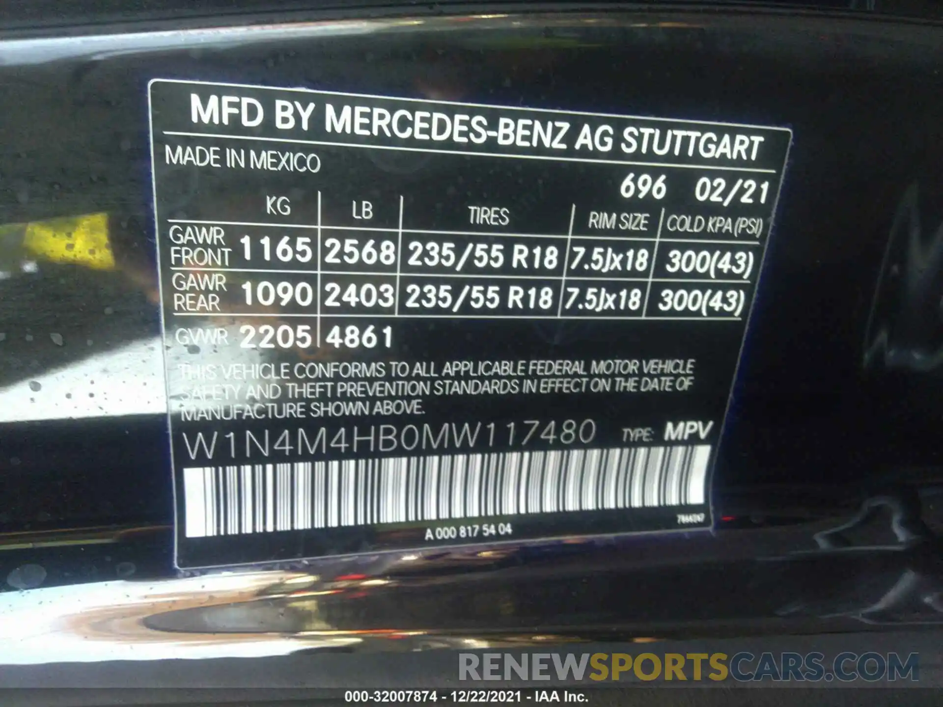 9 Photograph of a damaged car W1N4M4HB0MW117480 MERCEDES-BENZ GLB 2021